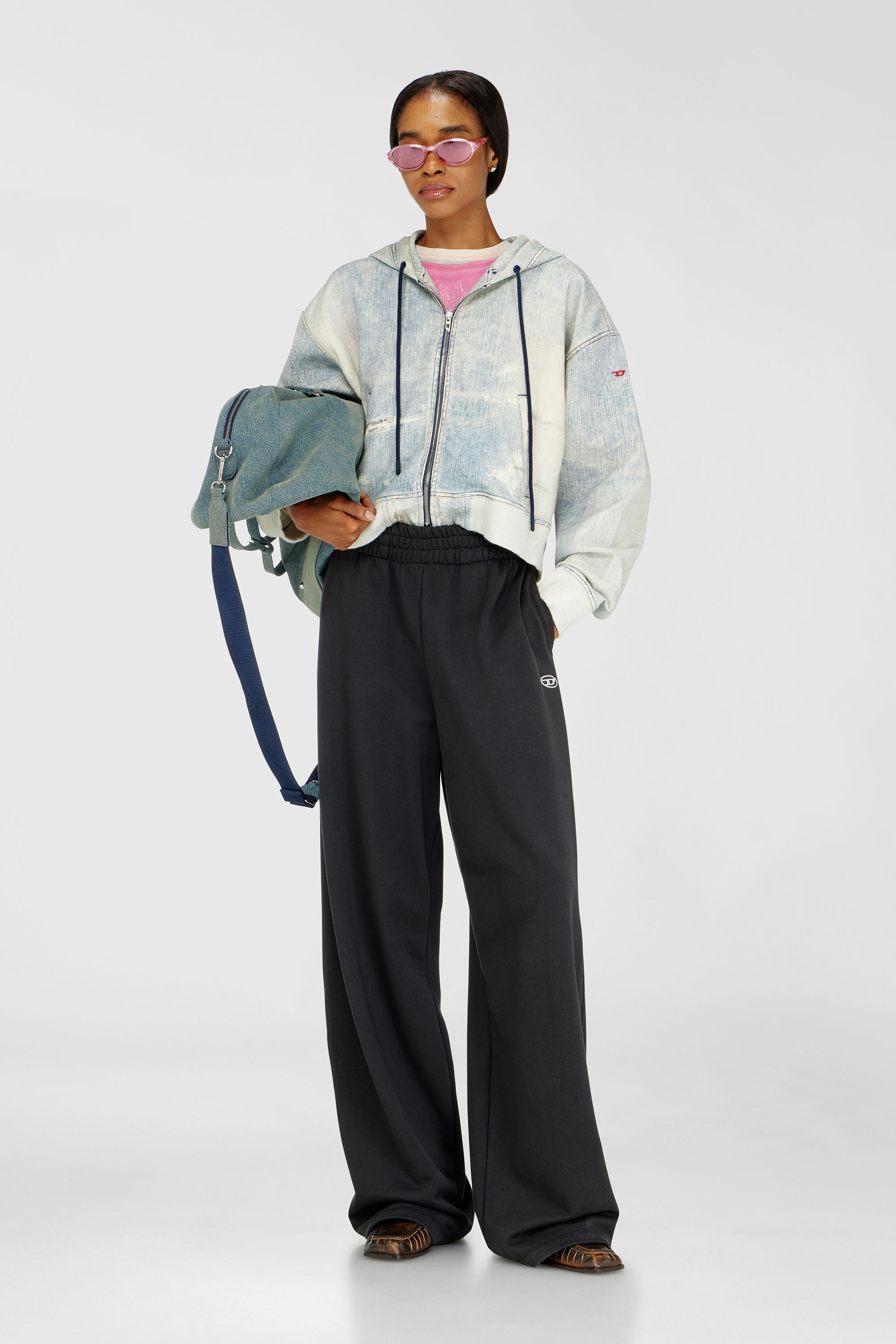 Diesel - P-ZENIA-OD, Woman's Loose track pants with elastic waistband in Black - 1