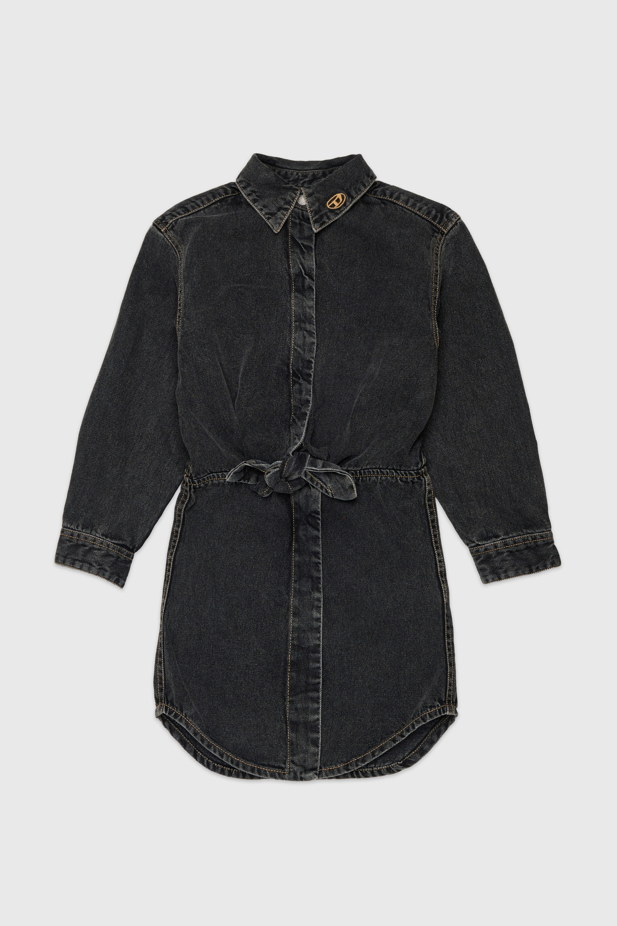 Diesel - DESUSY, Woman's Denim shirt dress with tie-knot waist in Black/Dark grey - 1