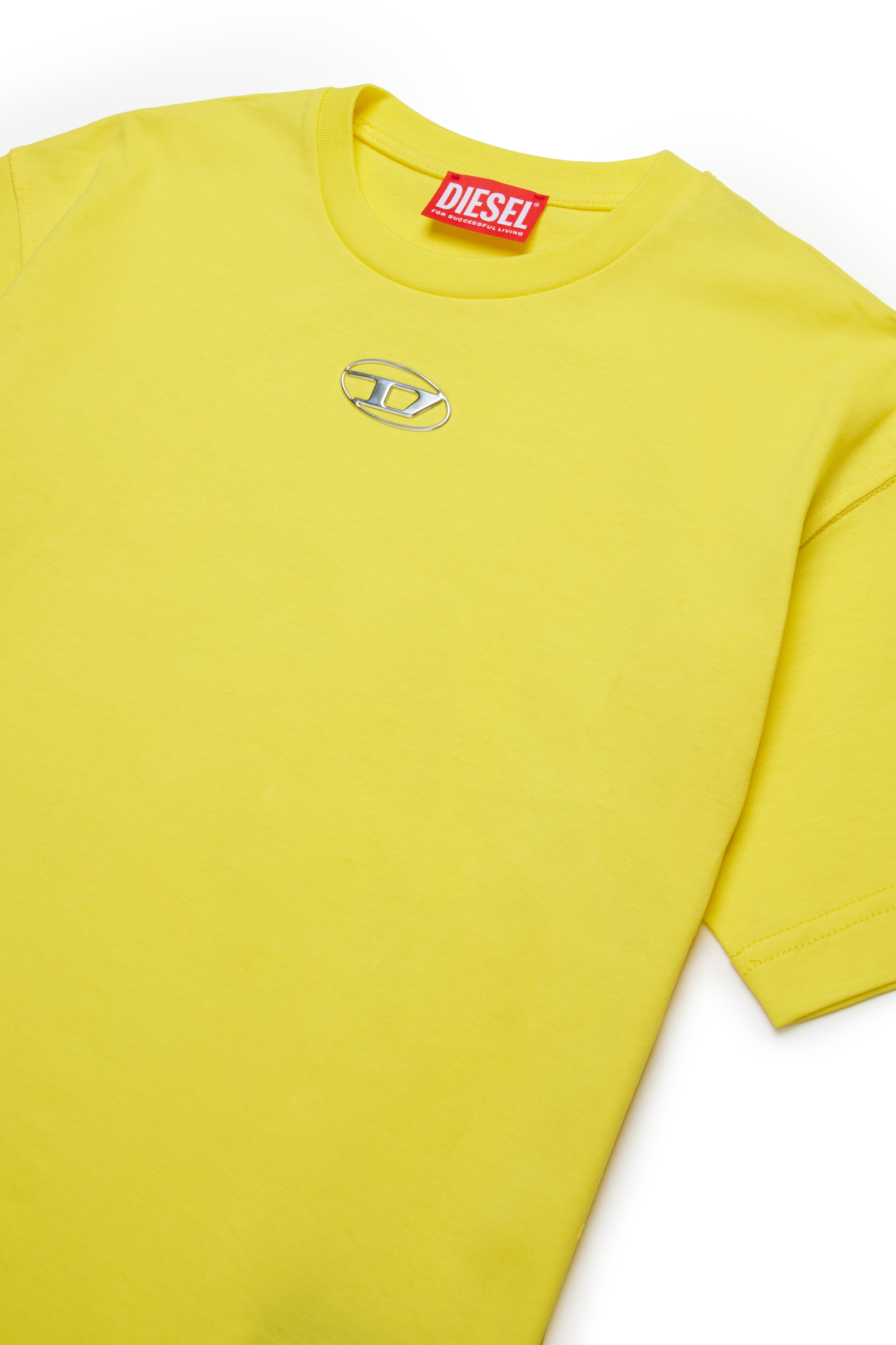 Diesel - TMARCUS OVER, Man's T-shirt with metallic Oval D in Yellow - 3