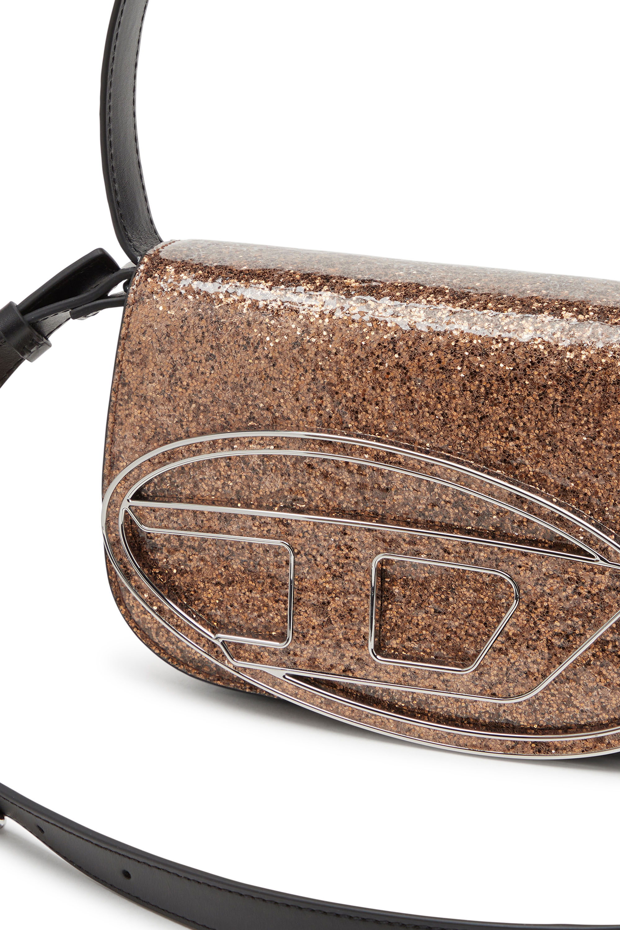 Diesel - 1DR, Woman's 1DR-Iconic shoulder bag with macro glitter in Bronze - 5