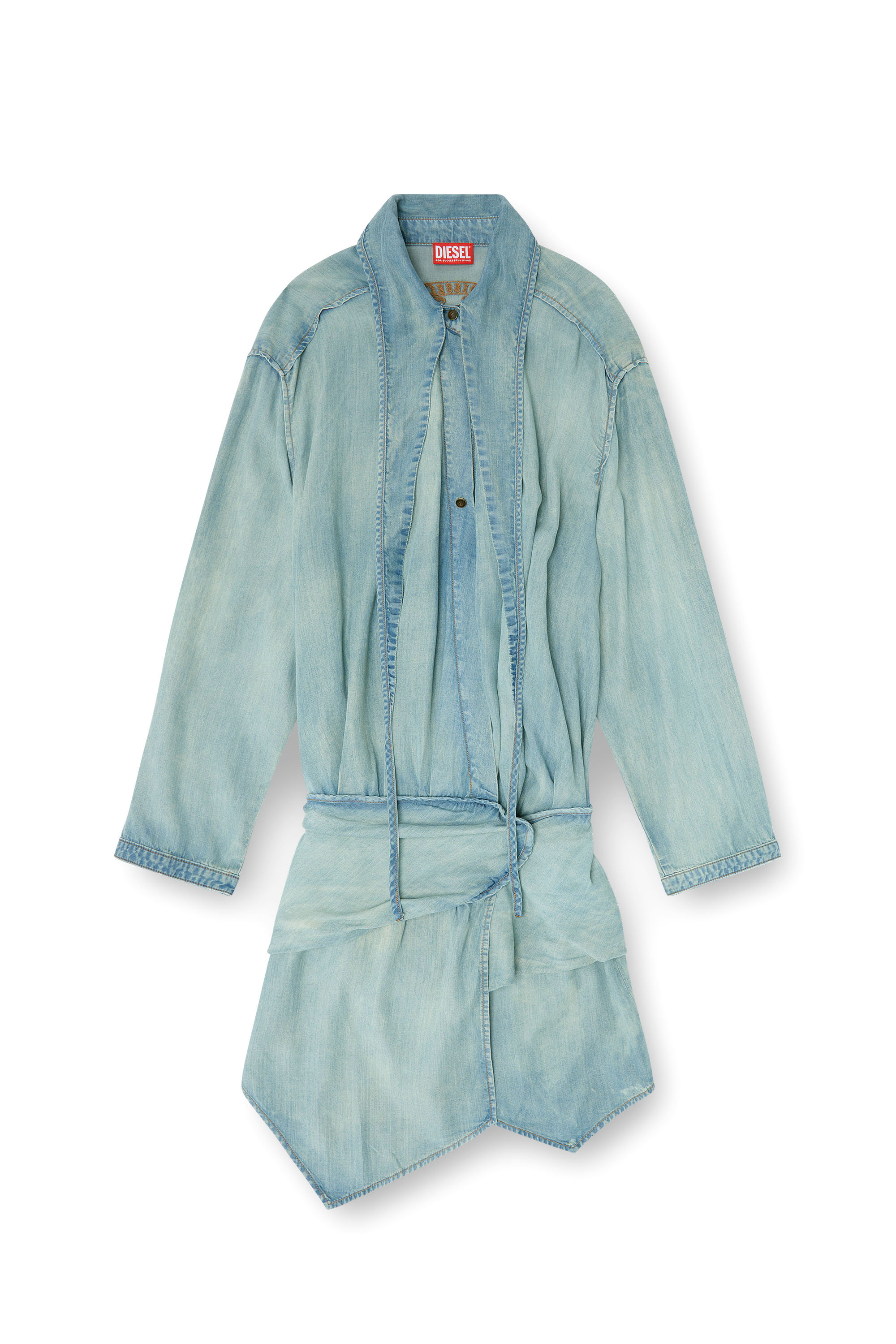 Diesel - DE-TILORA-S, Woman's Oversized draped denim shirt dress in null - 1