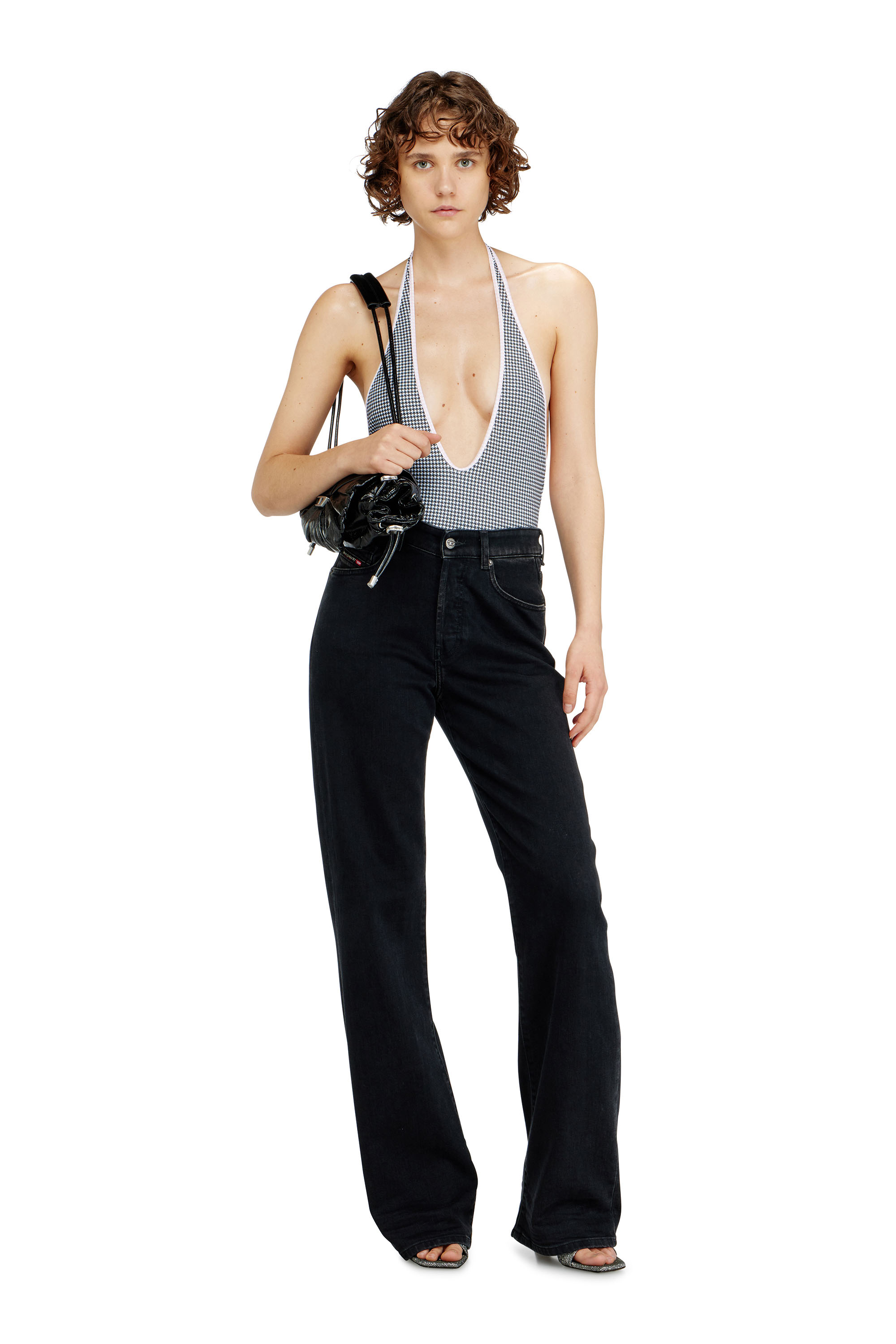 Diesel - ALLIE-D-CORE, Woman's Swimsuit with houndstooth print in Grey - 4