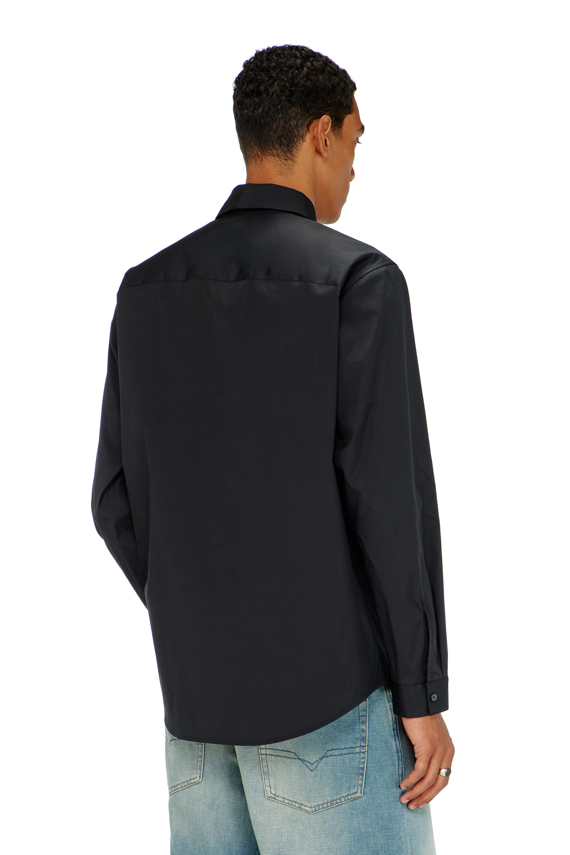 Diesel - S-SIMPLY-GSBH, Man's Stretch poplin shirt with embroidery in Black - 4