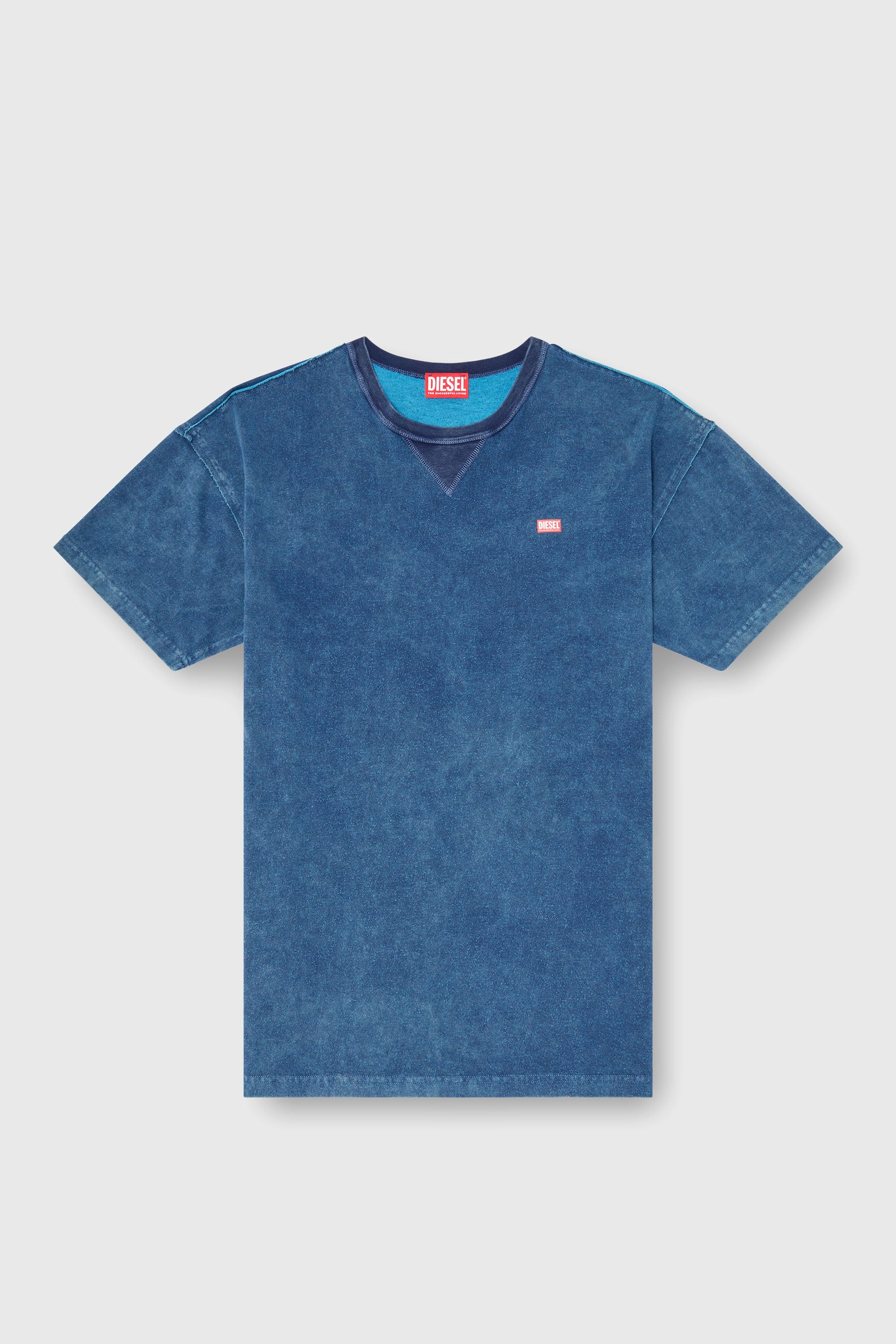 Diesel - T-NORM-RAW, Man's Acid-wash T-shirt with frayed details in Blue - 1