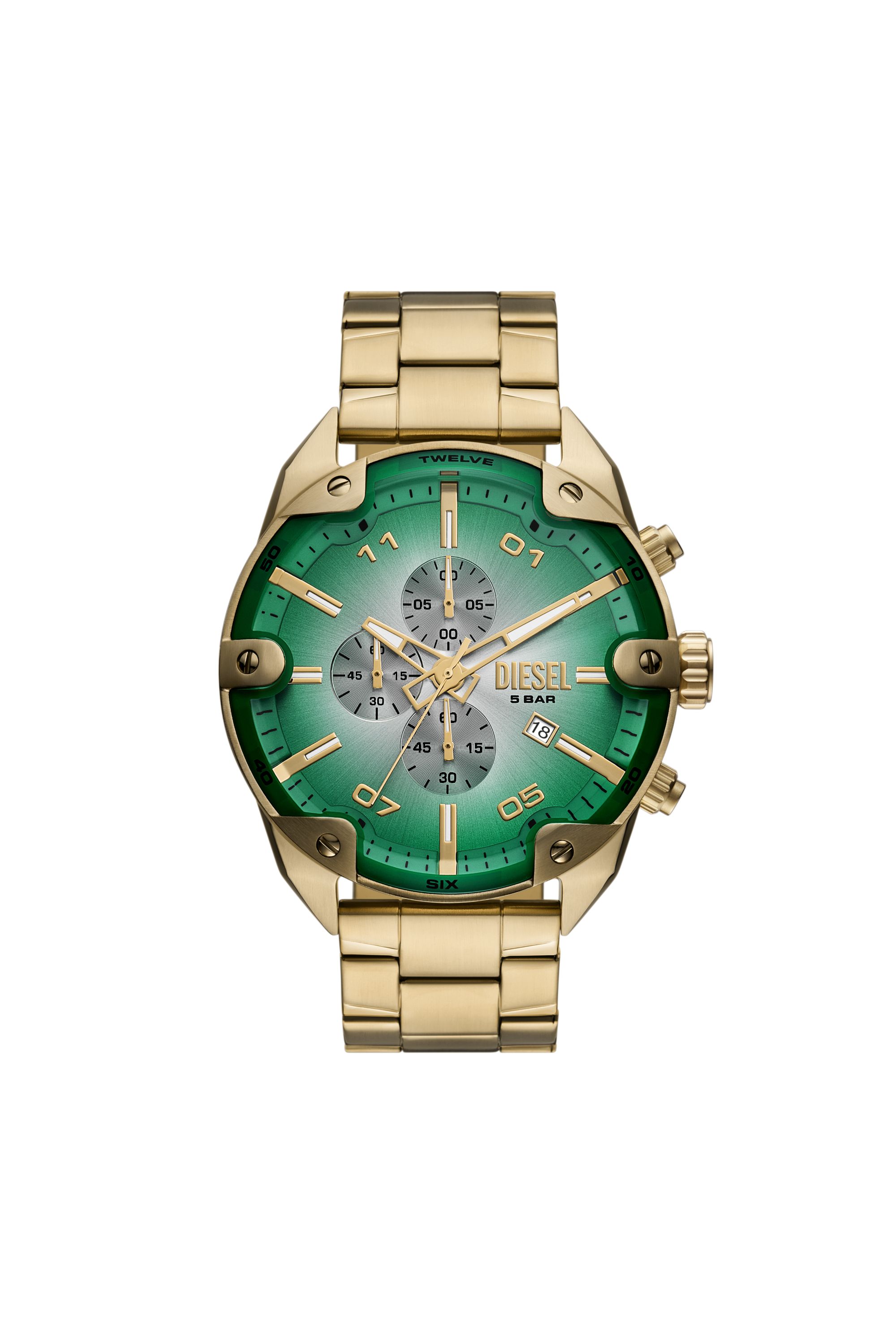Diesel - DZ4685 WATCH, Man's Spiked Stainless Steel Watch in Gold - 1