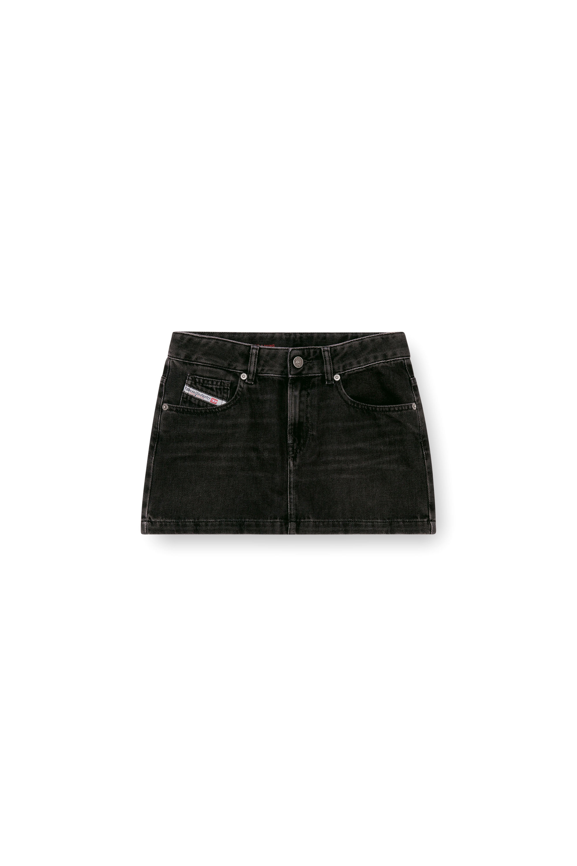 Diesel - DE-RON, Woman's Mini skirt in clean-wash denim in Black - 4