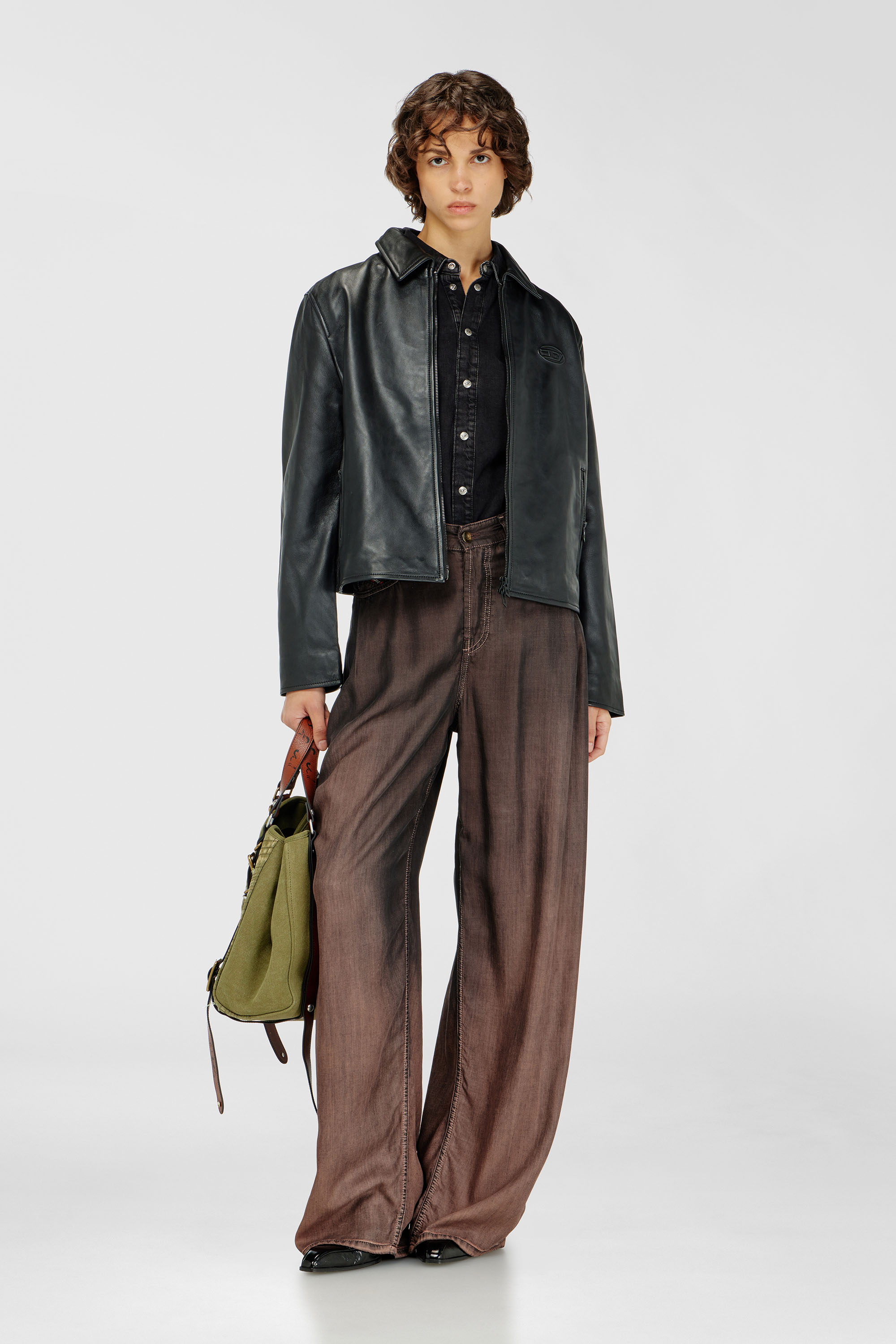 Denim shirt with contrasting stitching