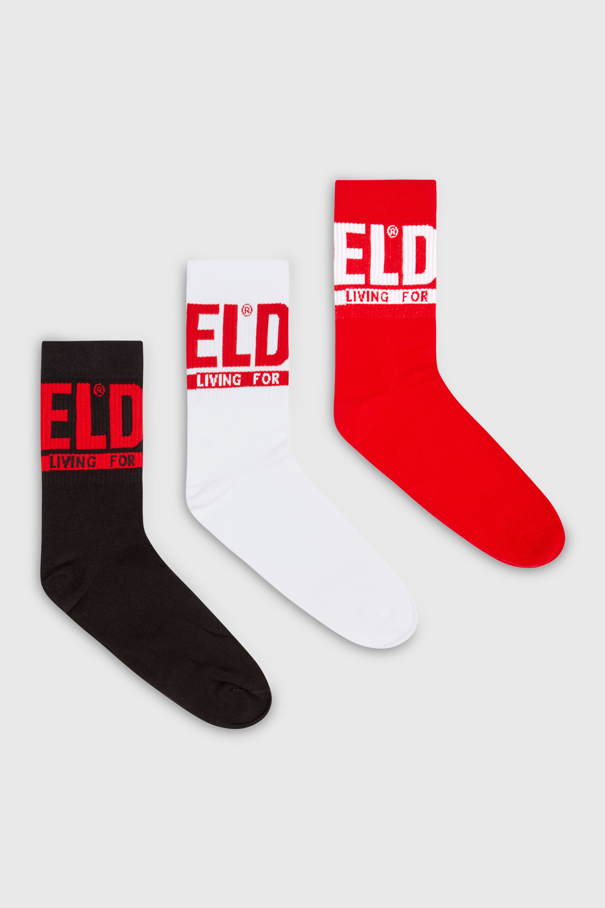 Diesel - SKM-RAY-THREEPACK, Man's Three-pack of logo cuff socks in Red/Black - 1