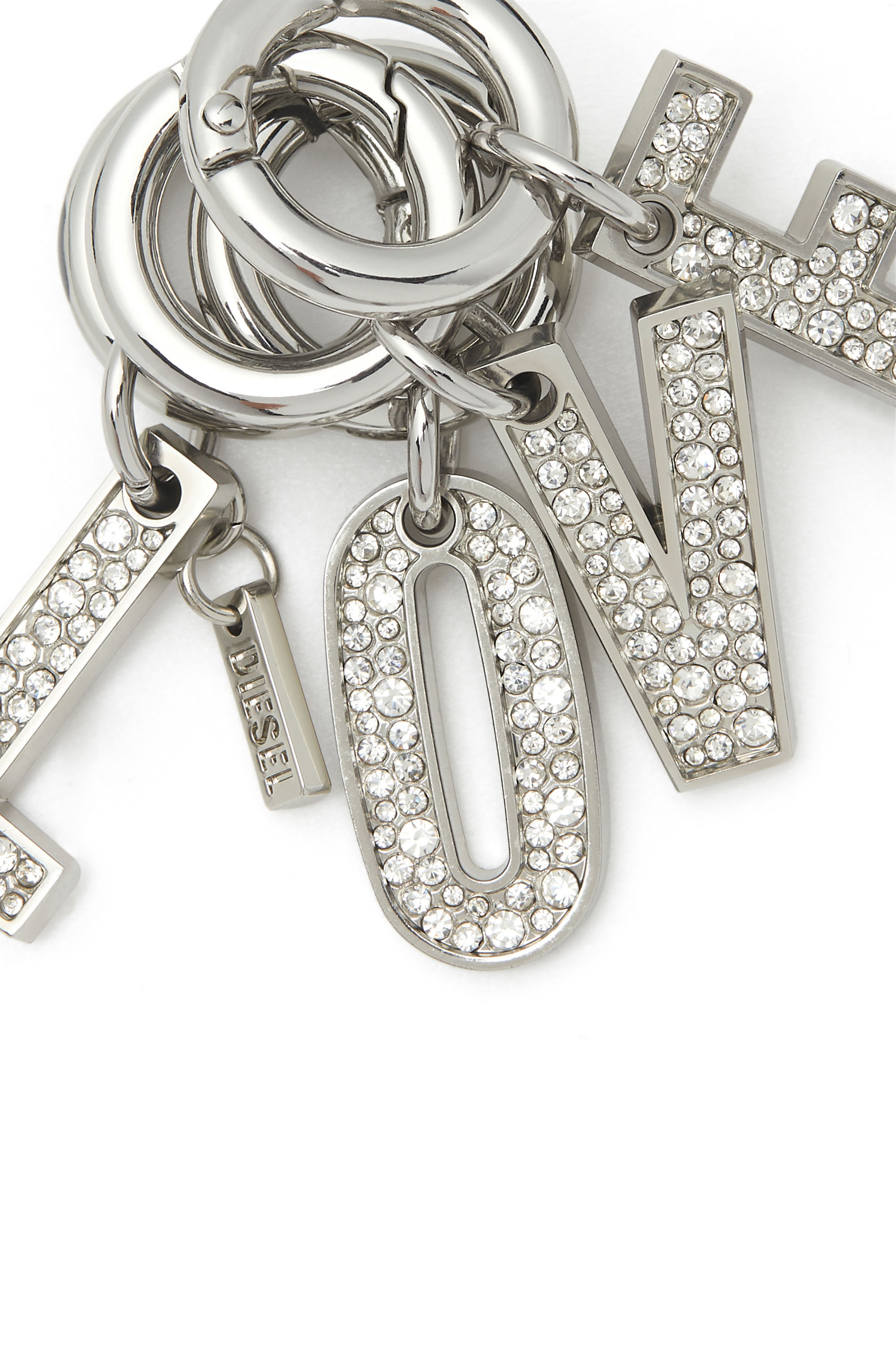 Diesel - CHARM-LOVE, Woman's Metal keyring with LOVE charms in Silver - 2