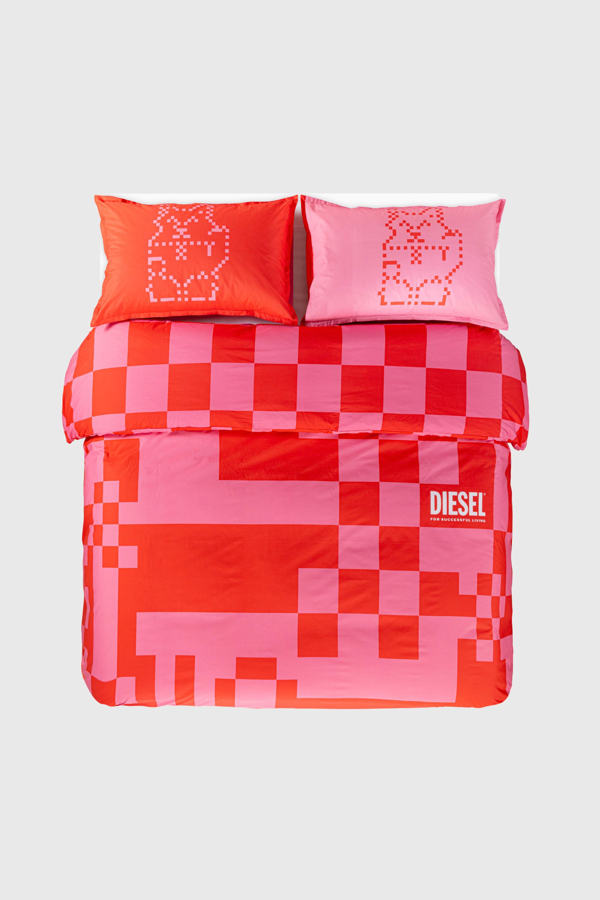 Diesel - 1018118  PIXEL DUCKS PINK/RED PERCALE DU, Unisex's Percale duvet cover set for queen size bed in Red - 1