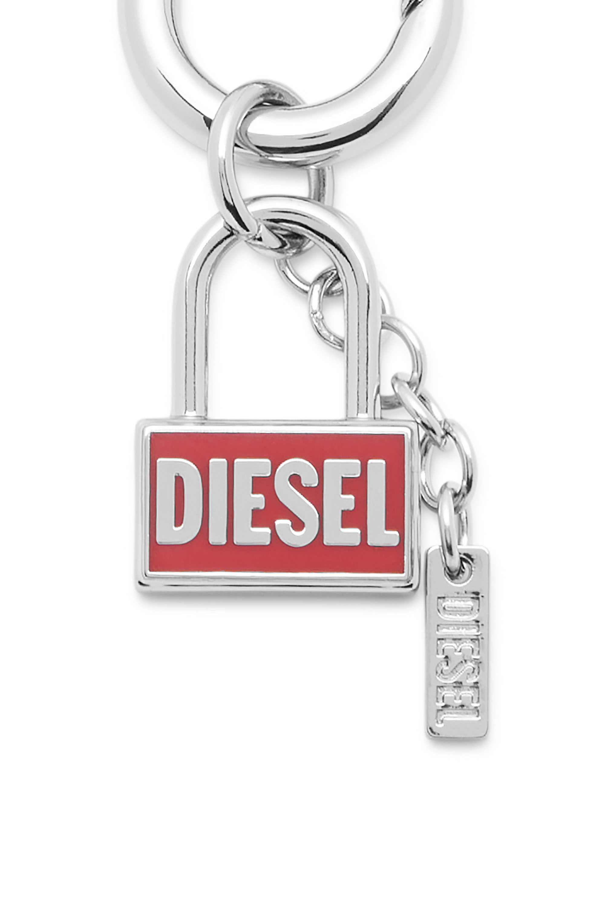Diesel - CHARM-LOCK, Unisex's Metal keyring charm with padlock design in Silver/Red - 3