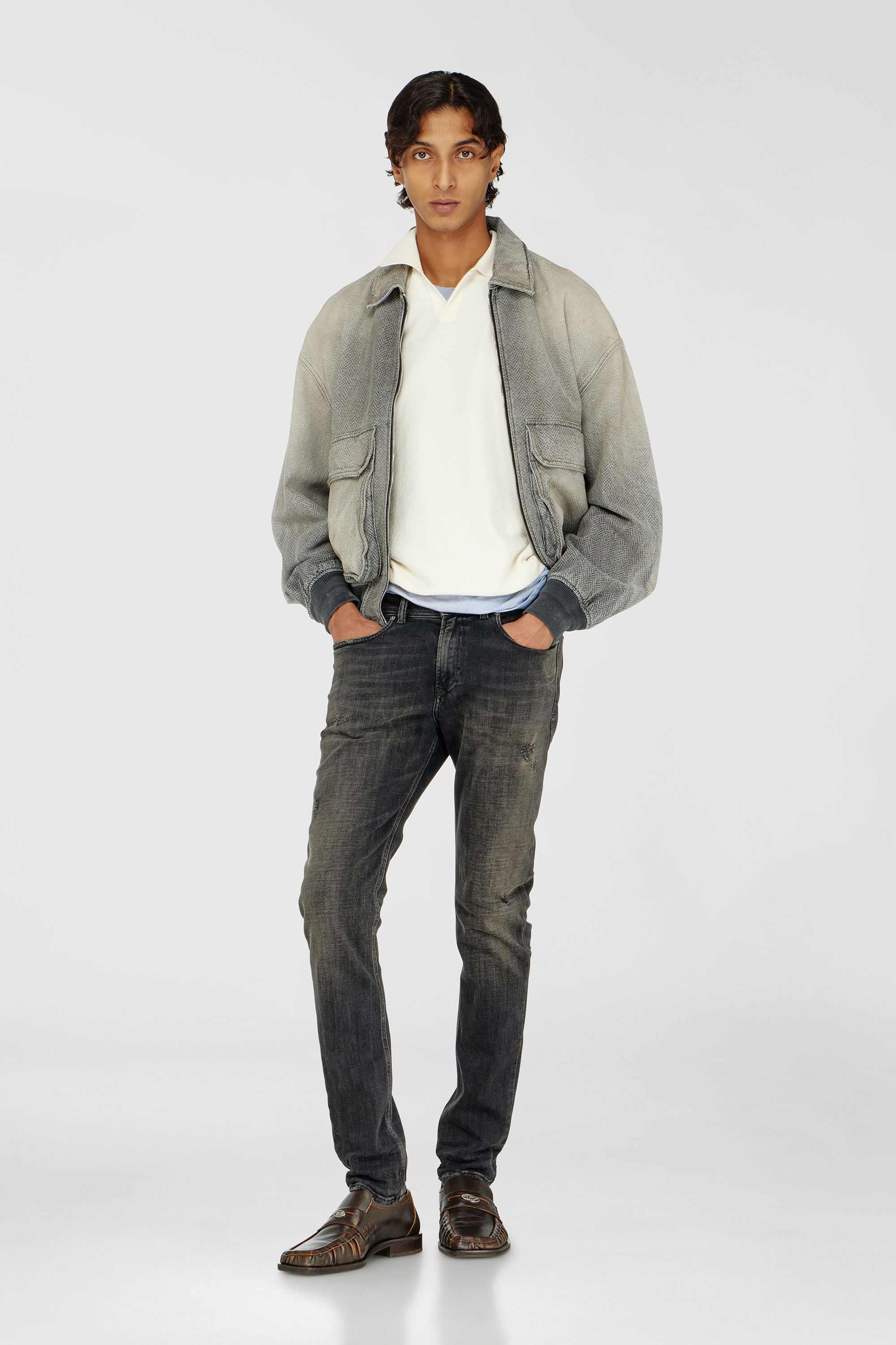 Diesel - Man's Skinny Jeans 1979 Sleenker 09P77, Black/Dark grey - 2