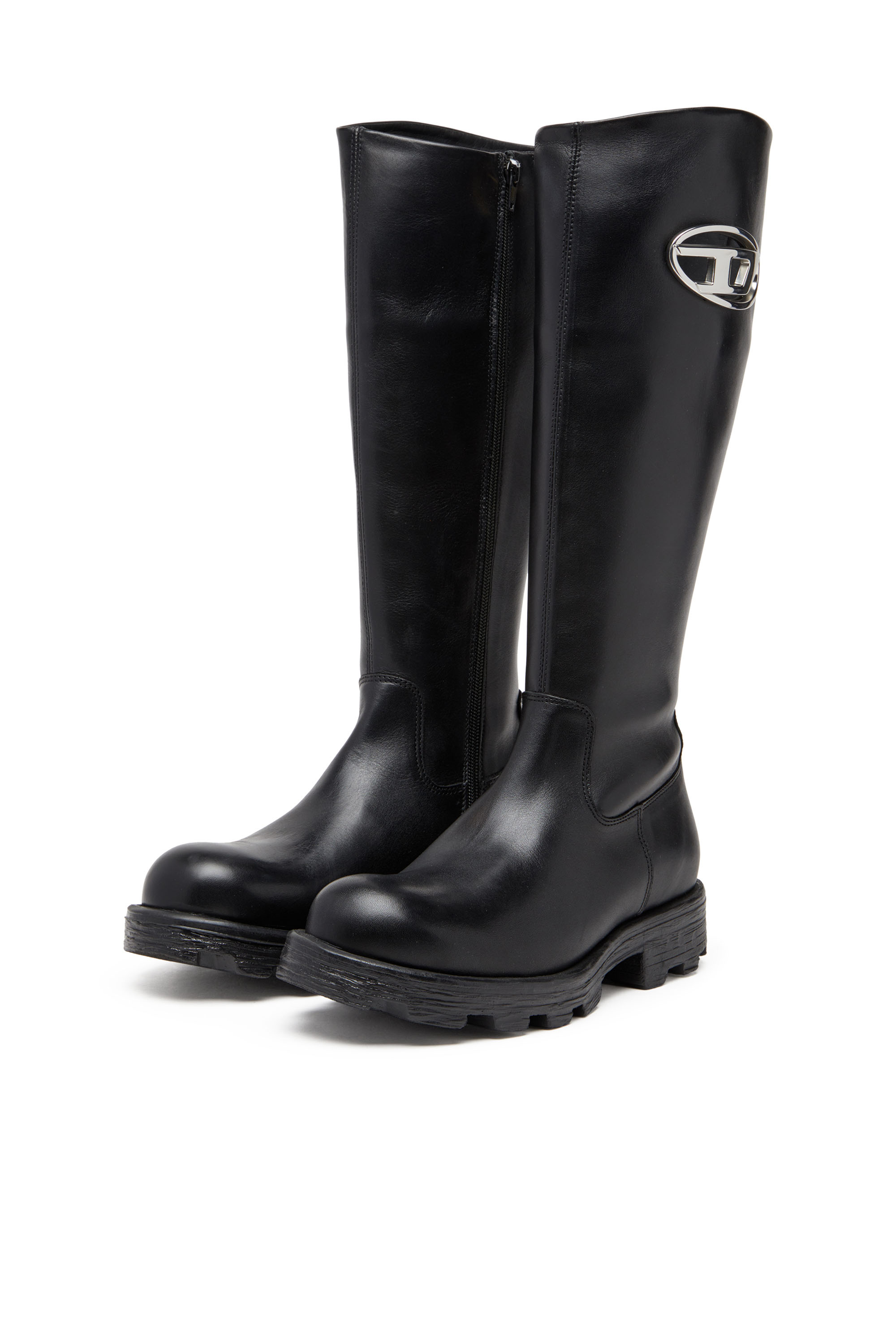 D-HAMMER HB D W, Black Diesel - D-HAMMER HB D W, Woman's D-Hammer-Leather knee-high boots in Black - 8