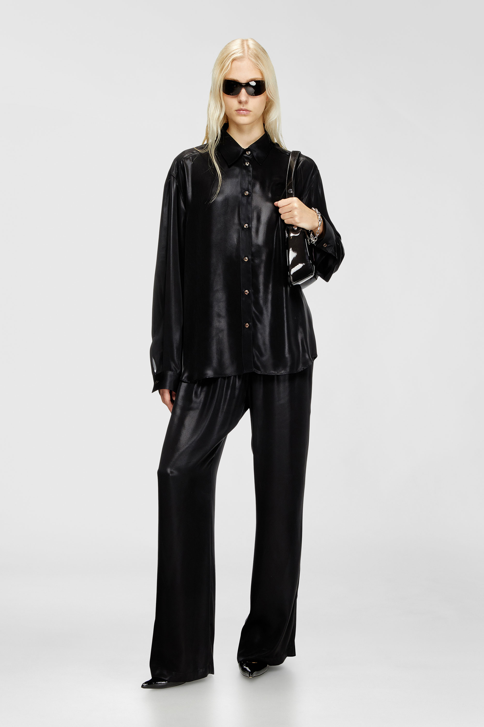 Diesel - P-DREYER-C-WN-Q1, Woman's Satin track pants in Black - 1