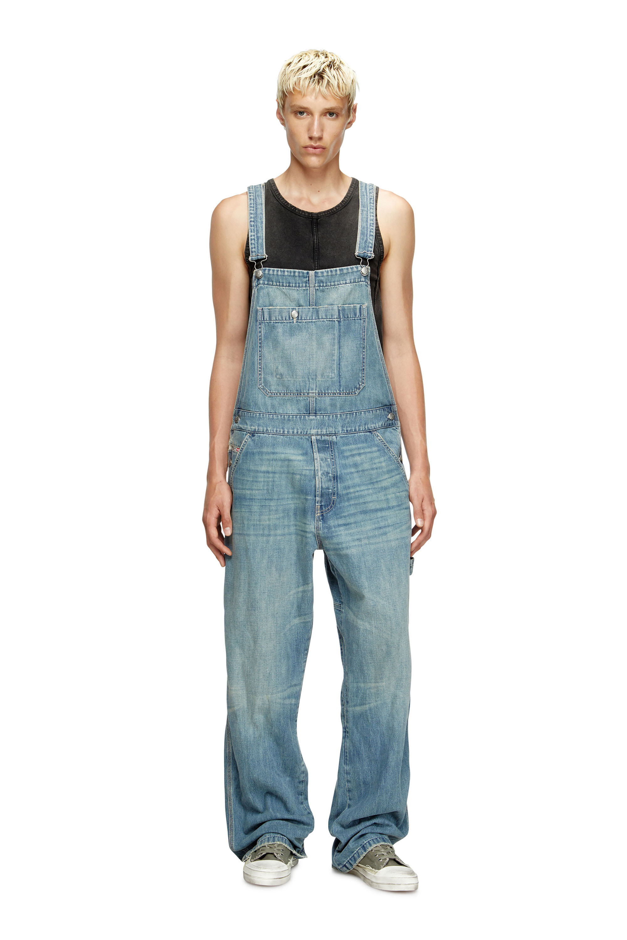 Diesel - D-FRAMU-U, Unisex's Utility-style denim dungarees in Light Blue - 2