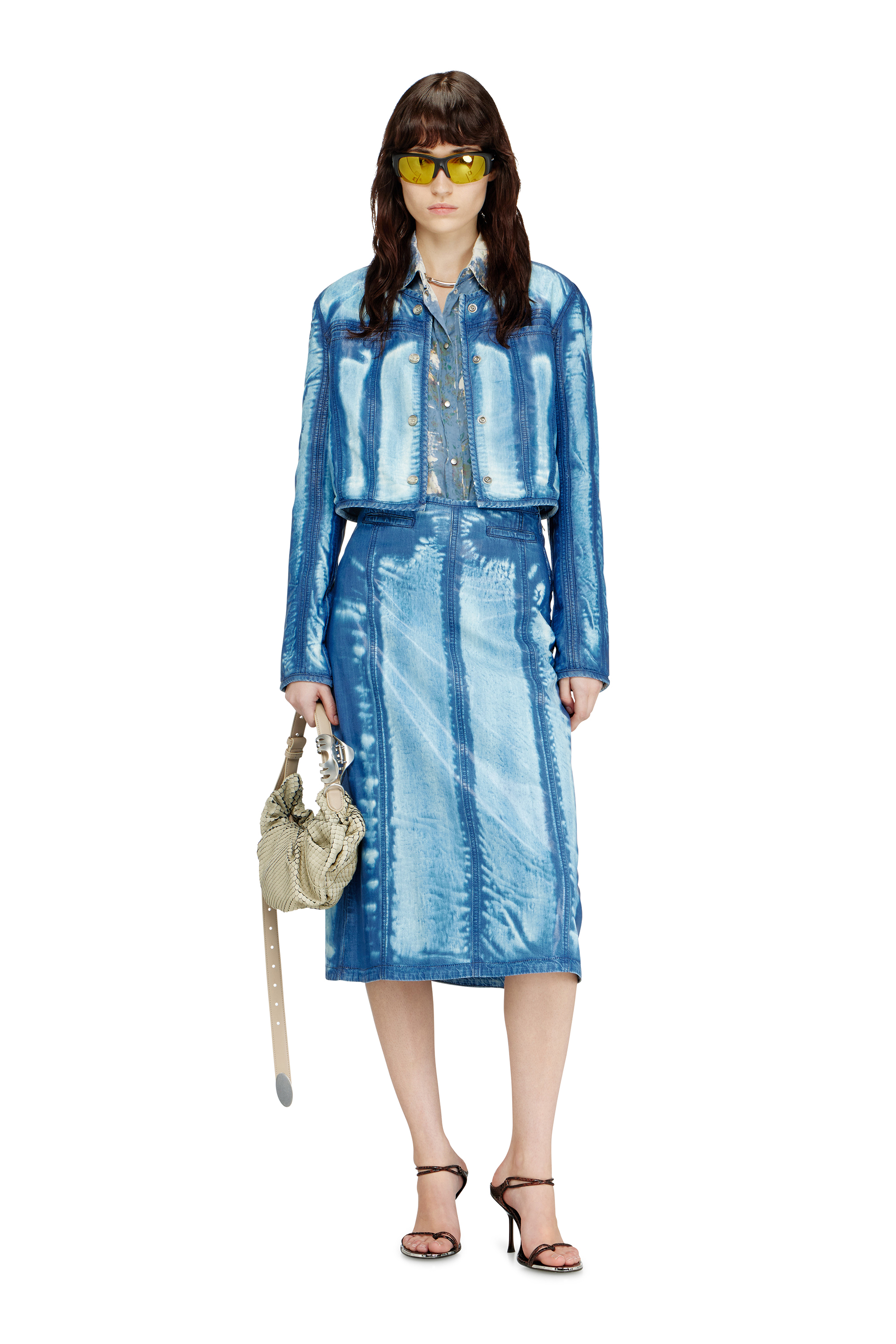 Diesel - GRAB-D HOBO S, Woman's Grab-D-Scrunched hobo bag in textured leather in Beige - 3