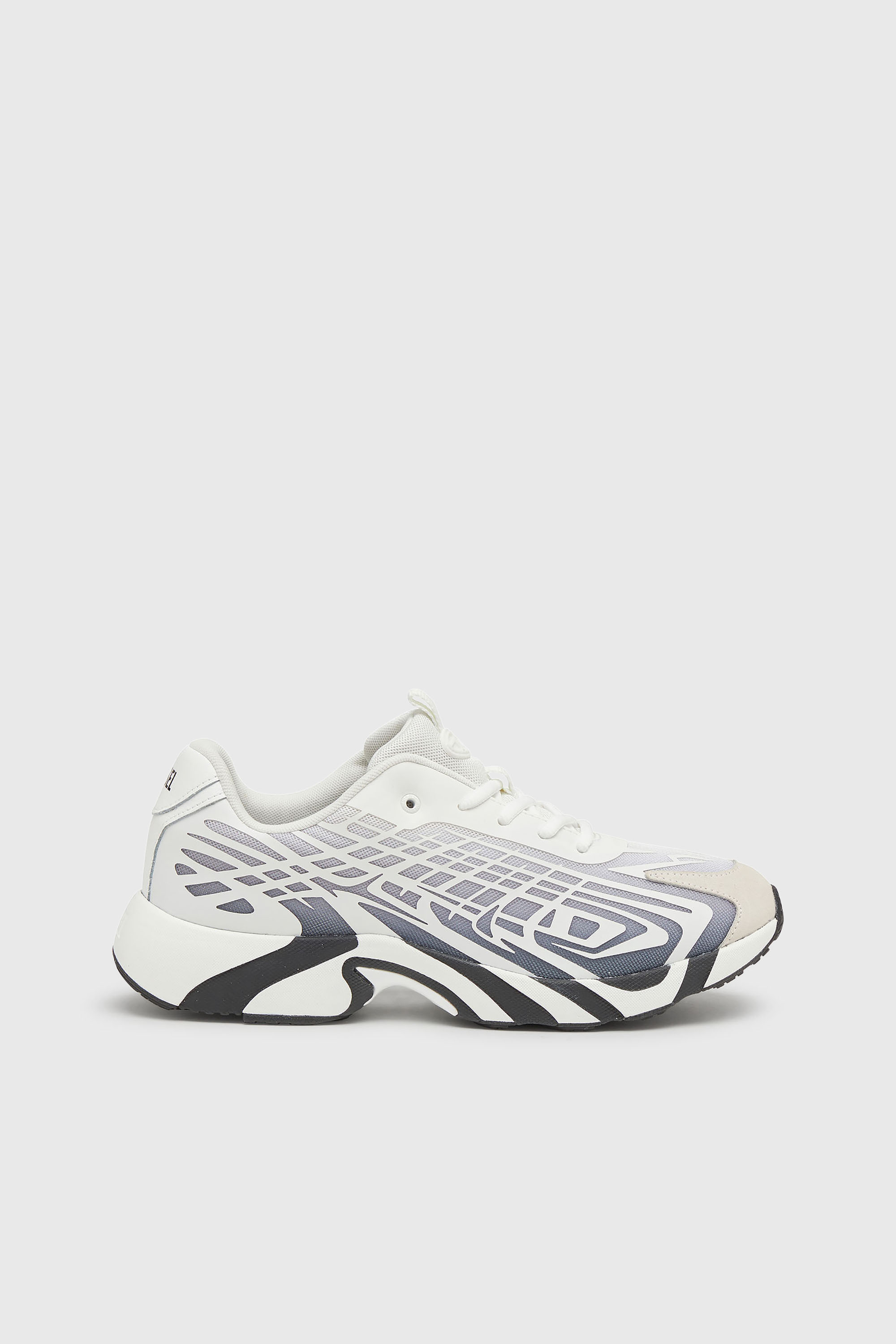 Diesel - S-D-VIT'S 500 LOW, Man's D-Vit-Sneakers in striped d&eacute;grad&eacute; mesh in White/Grey - 1
