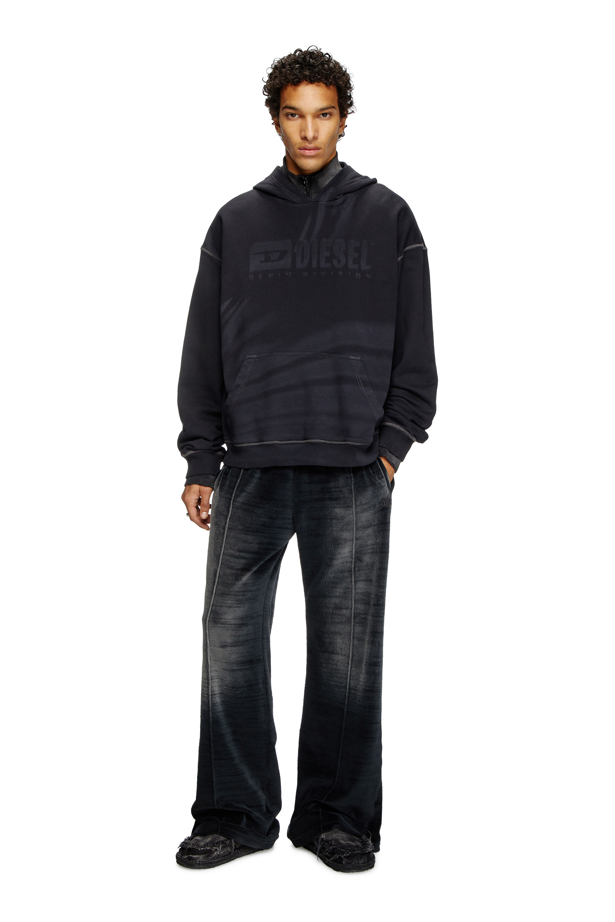 Diesel - S-BOXT-HOOD-R9, Man's Laser-faded logo hoodie in Black - 2