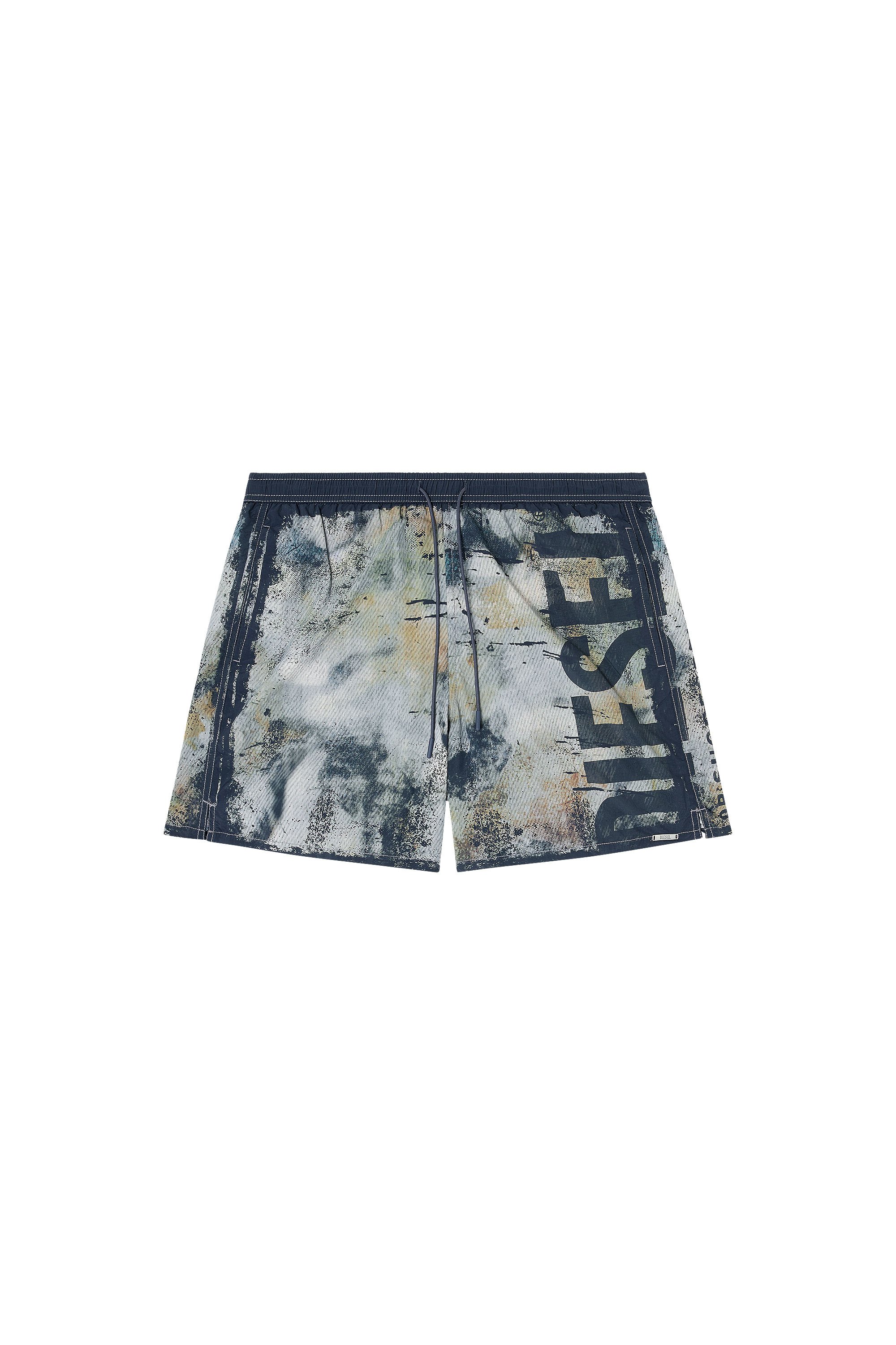 Diesel - SOCCER-41-UTLT, Man's Swim shorts with distressed print and maxi logo in Multicolor - 3