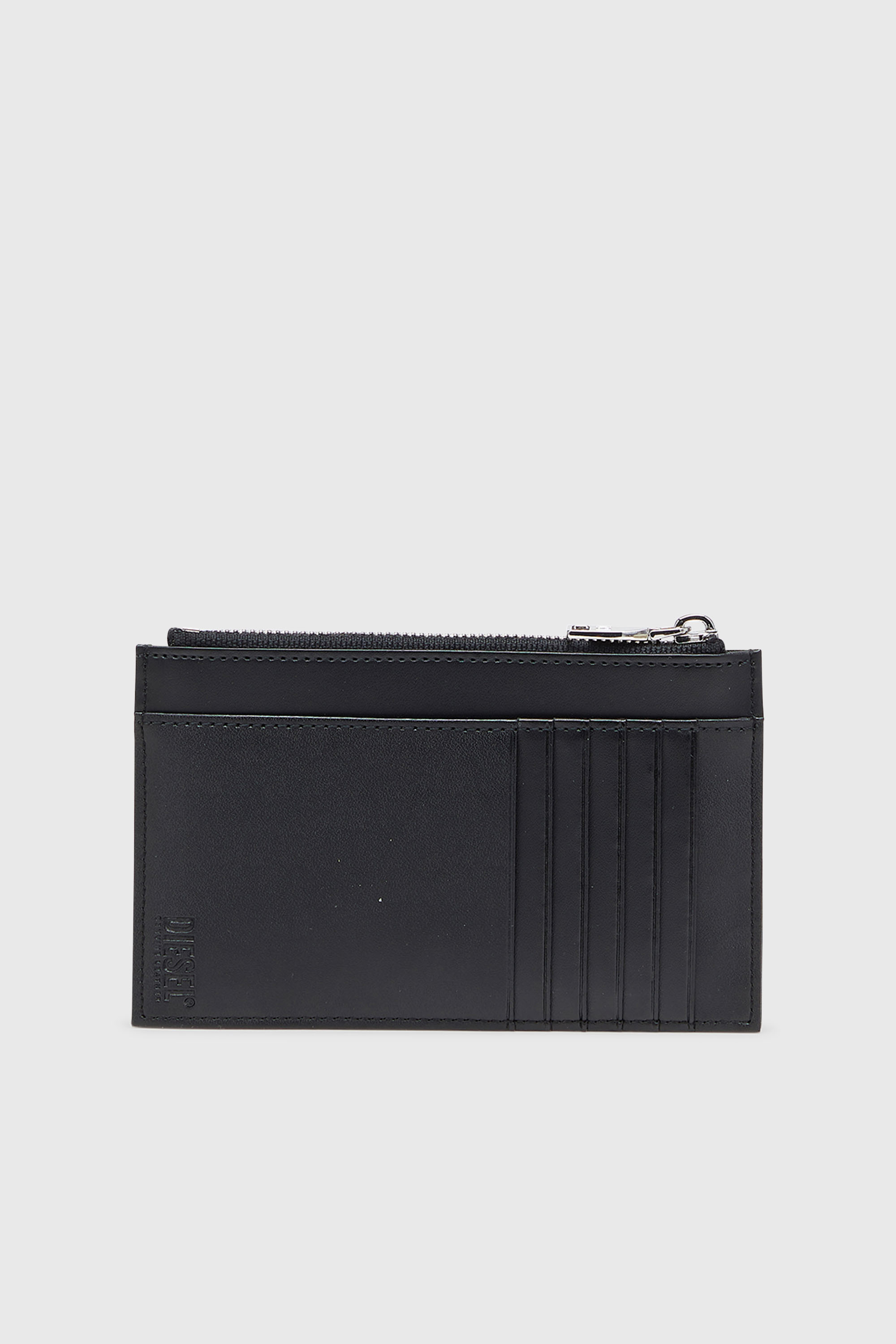 Diesel - D-LOGO 2.0 CARD CASE VI, Man's Leather card holder with zip pocket in Black - 2
