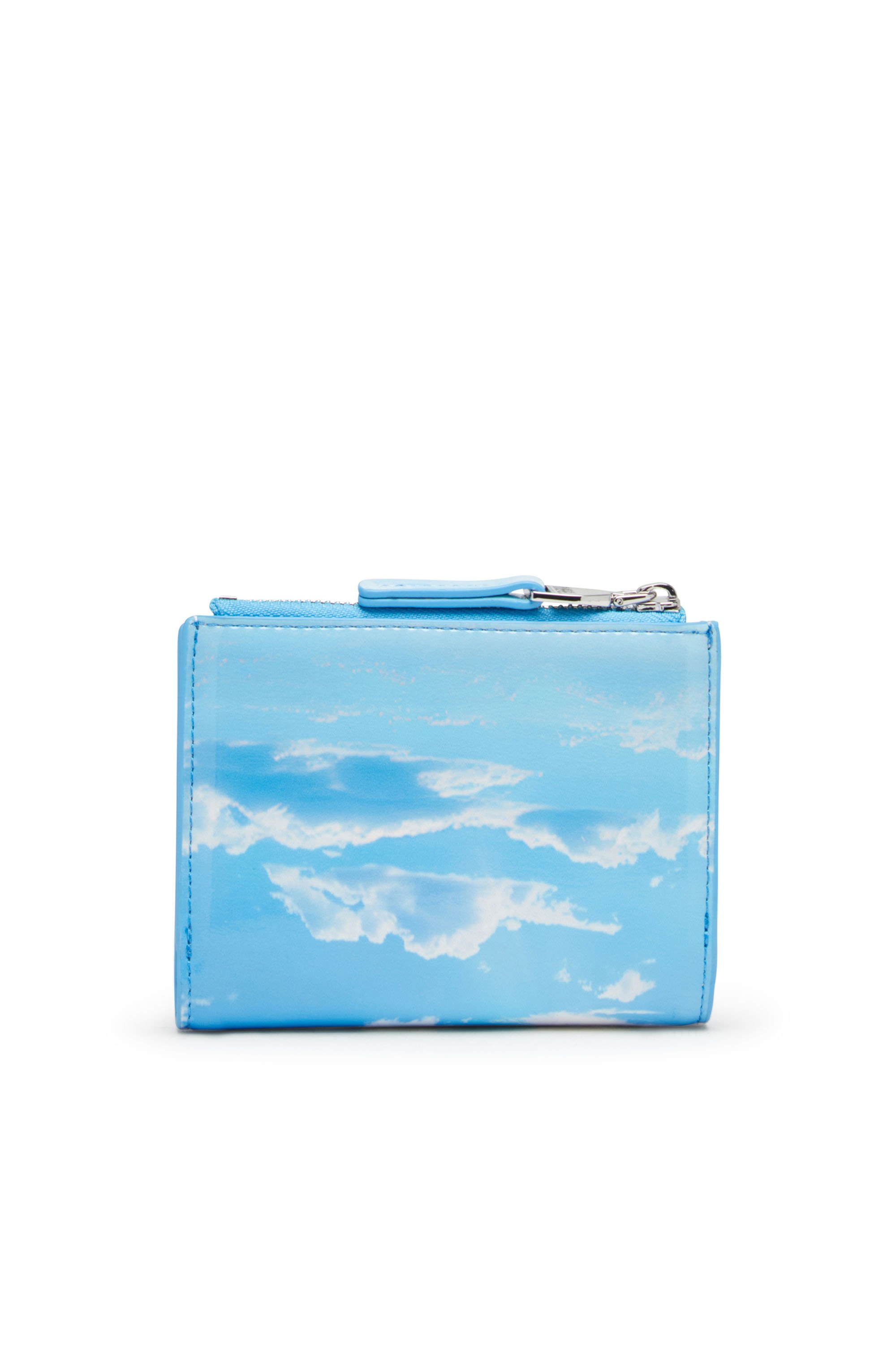 Diesel - PLAY BI-FOLD ZIP II, Woman's Small wallet in printed glossy PU in Light Blue - 2