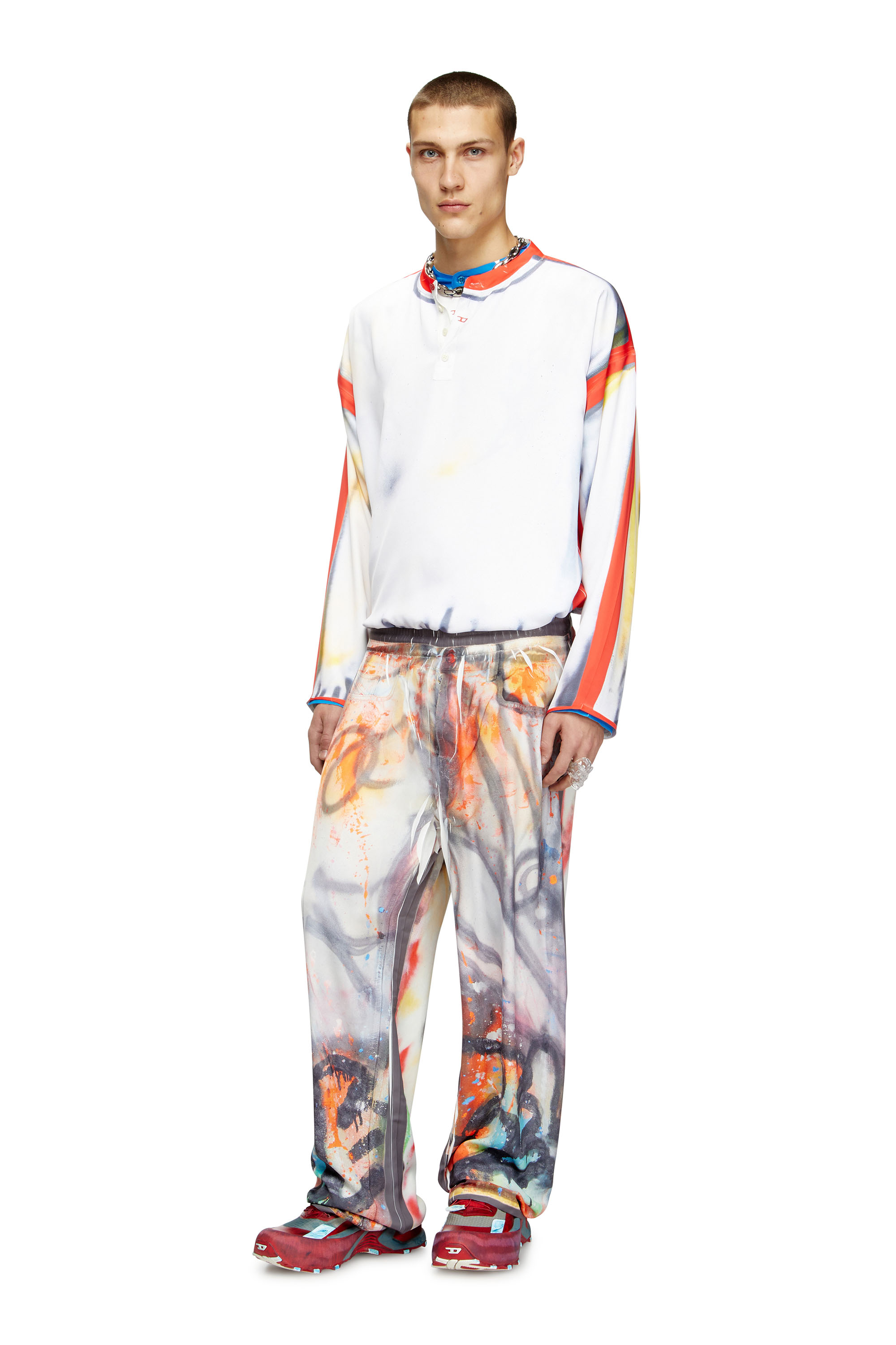Diesel - P-AFTER-GRAFFITI-USA, Unisex's Relaxed pant with graffiti print in Grey - 2
