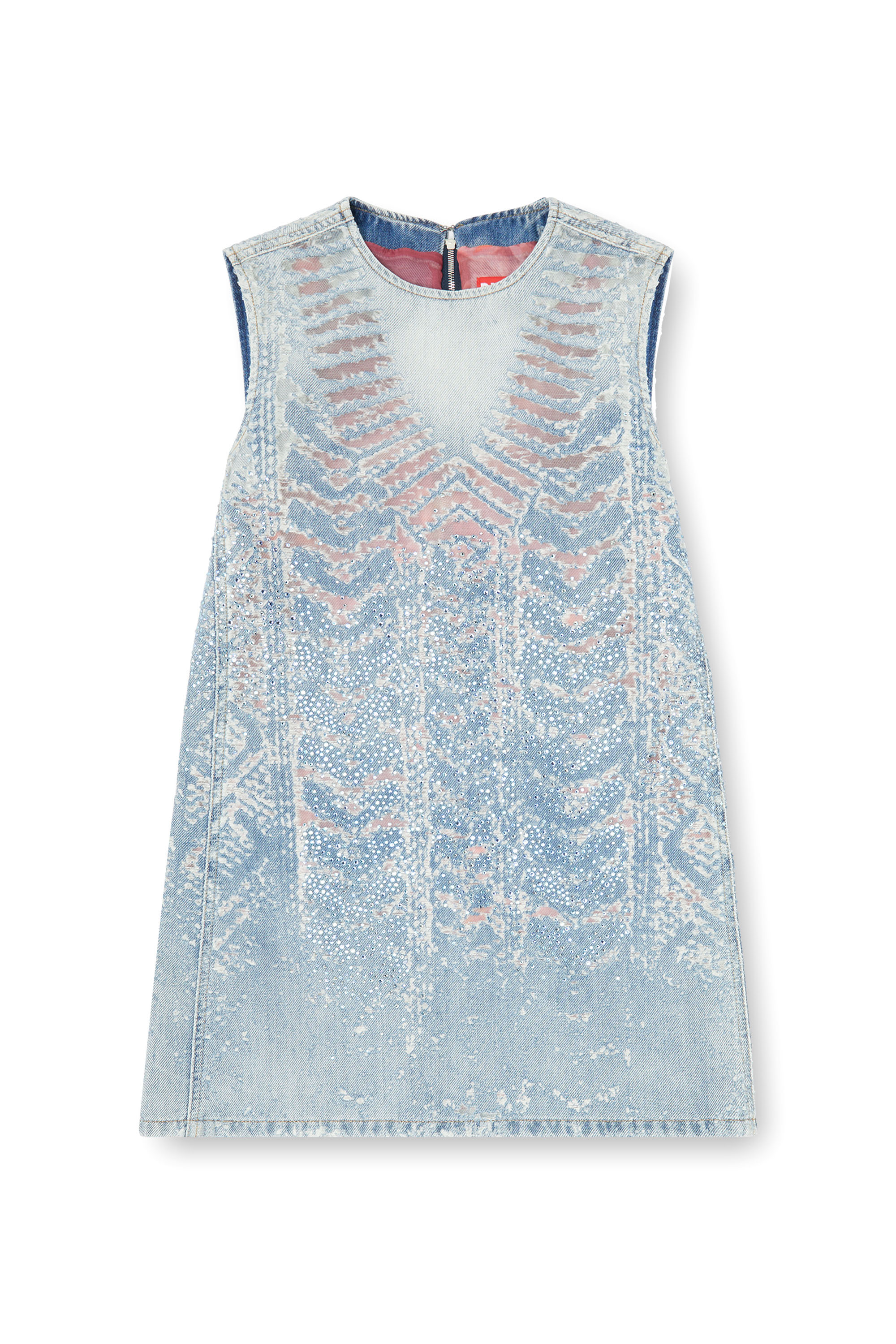 Diesel - DE-MYRELA-S, Woman's Mini dress in microstone devor&eacute; denim in null - 2