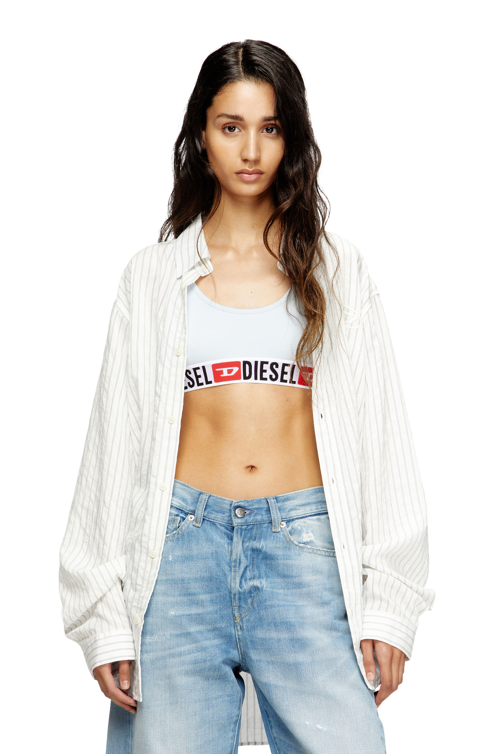 Diesel - UFSB-ORIBA, Woman's Bralette with logo band in Light Grey - 5