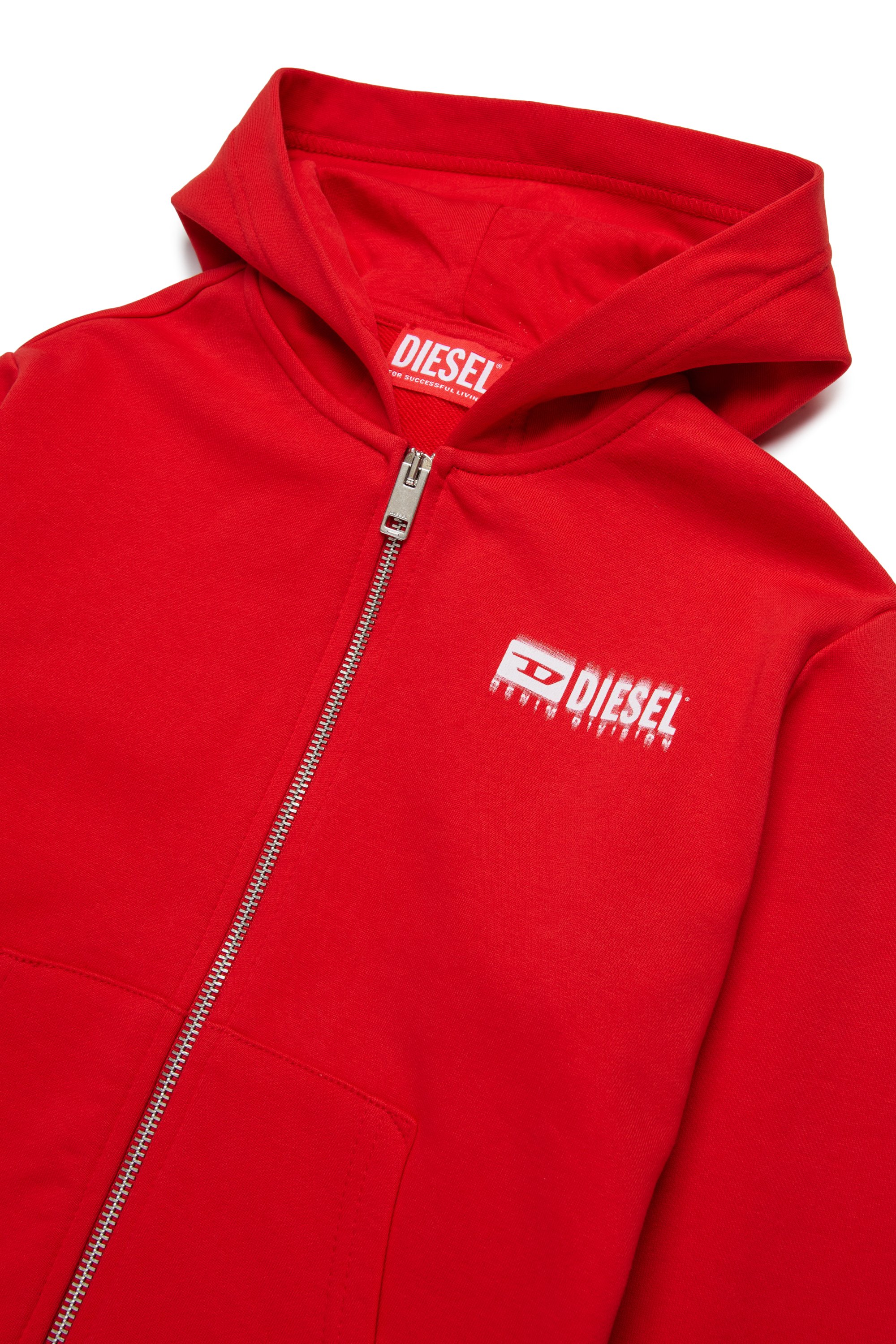 Diesel - SVOUGZIP OVER, Man's Zip-up hoodie with smudged logo in Red - 3