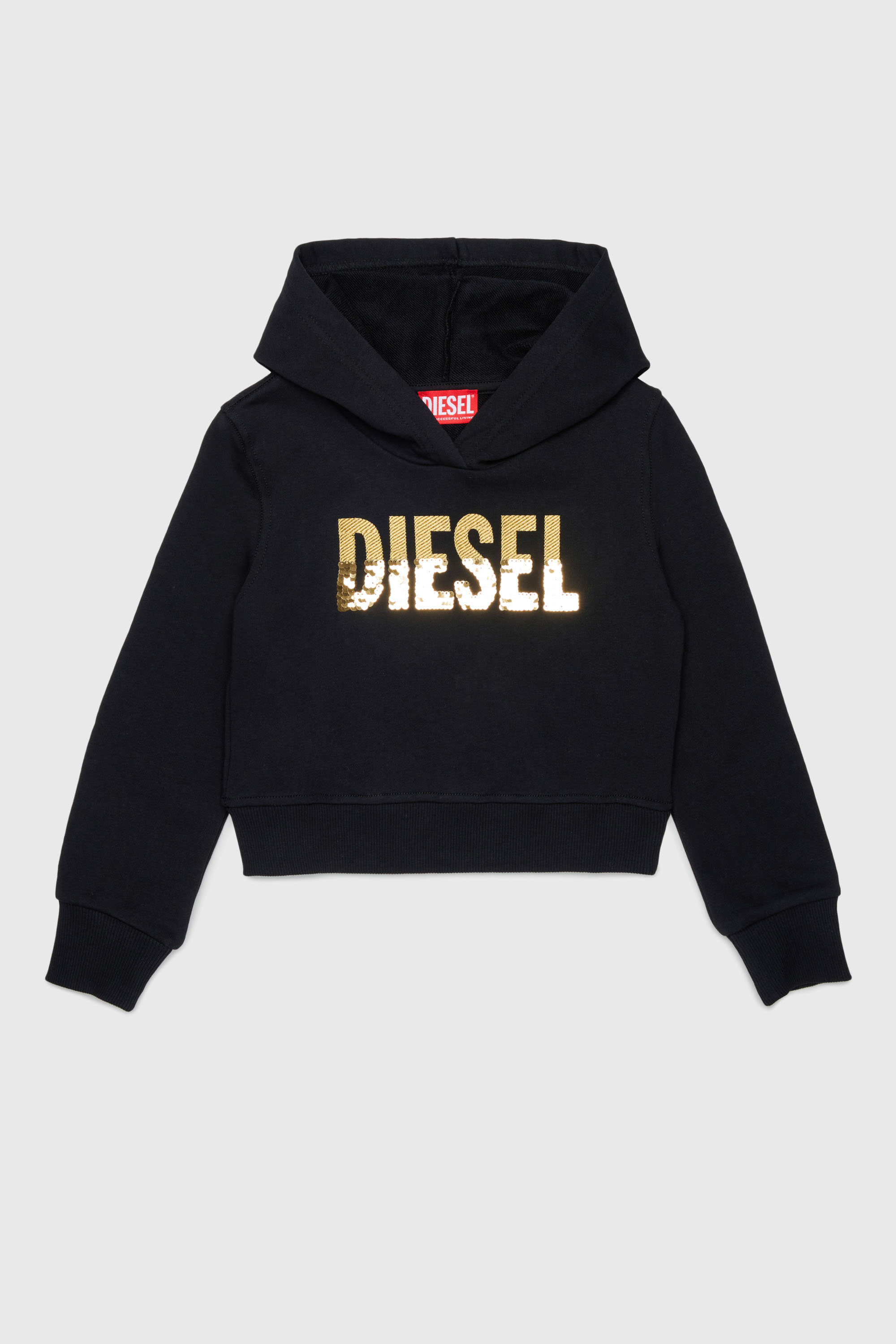 Diesel - SPALLYHOOD, Woman's Hoodie with sequin logo in Black - 1