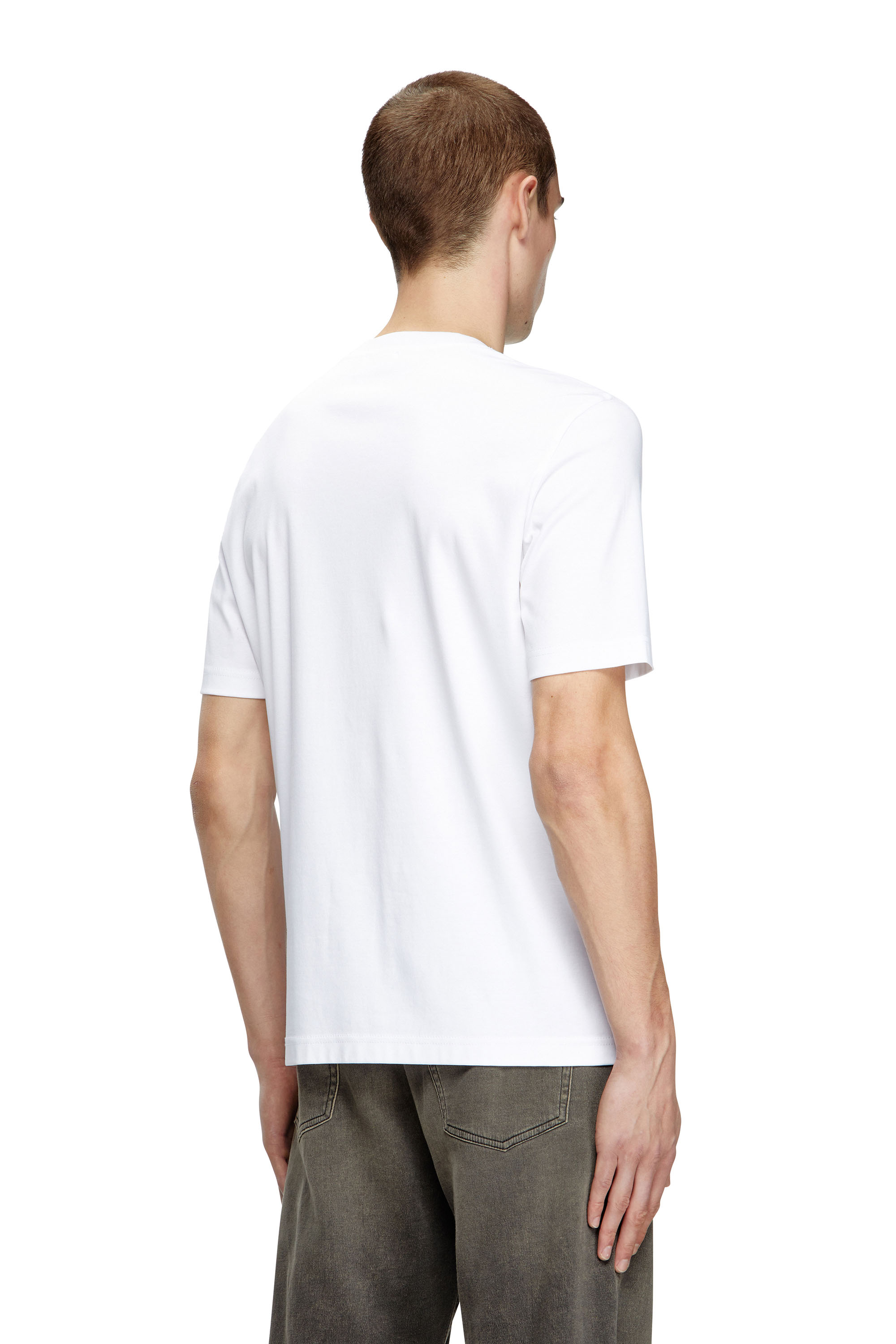 Diesel - T-MADJUST-R2, Man's Mercerized cotton T-shirt with tonal logo in White - 4