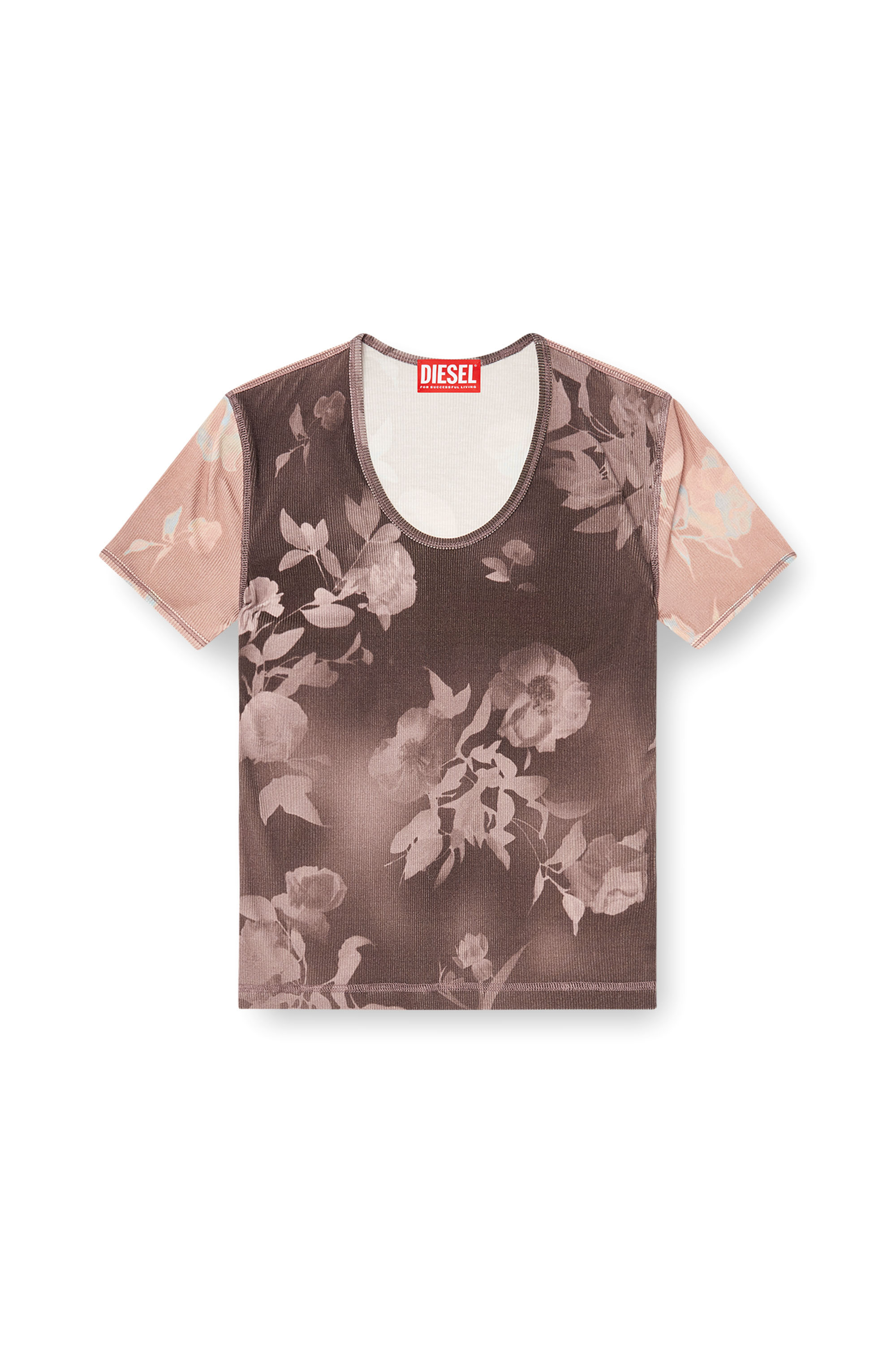 Diesel - T-ELENEWU, Woman's Top in floral-print ribbed jersey in null - 3