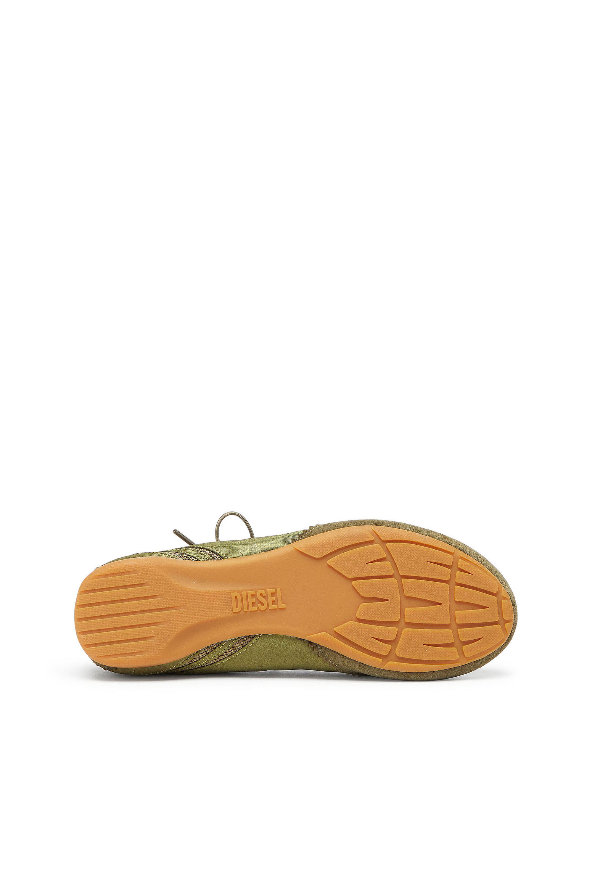 Diesel - D-MILE BALLERINA LACE UP II W, Woman's D-Mile - Lace-up ballerina flats in leather and mesh in Military Green - 4