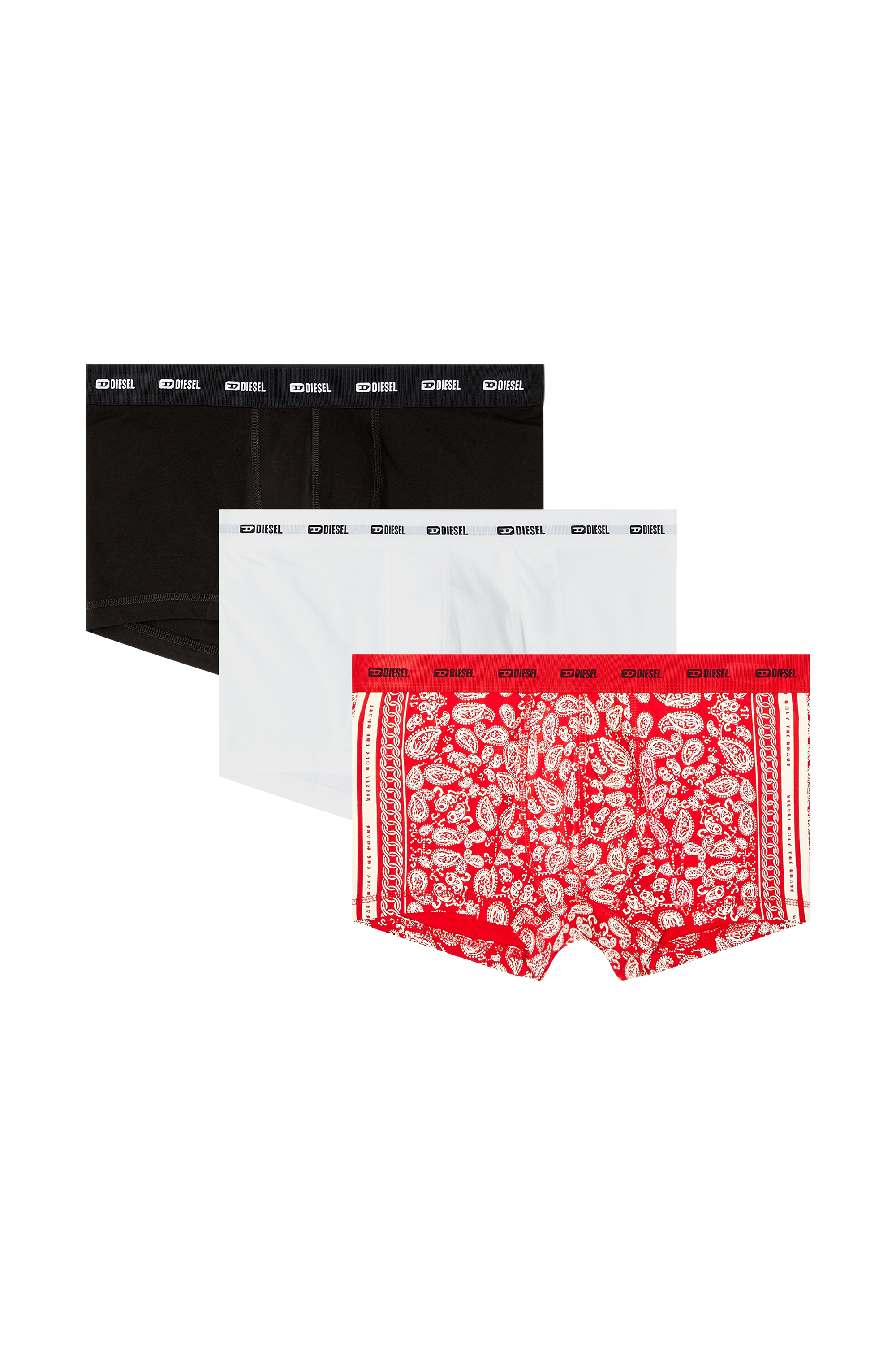 Diesel - DAMIEN-GFT-UTLT-3PACK, Man's 3-pack stretch cotton boxers in Red/White - 2