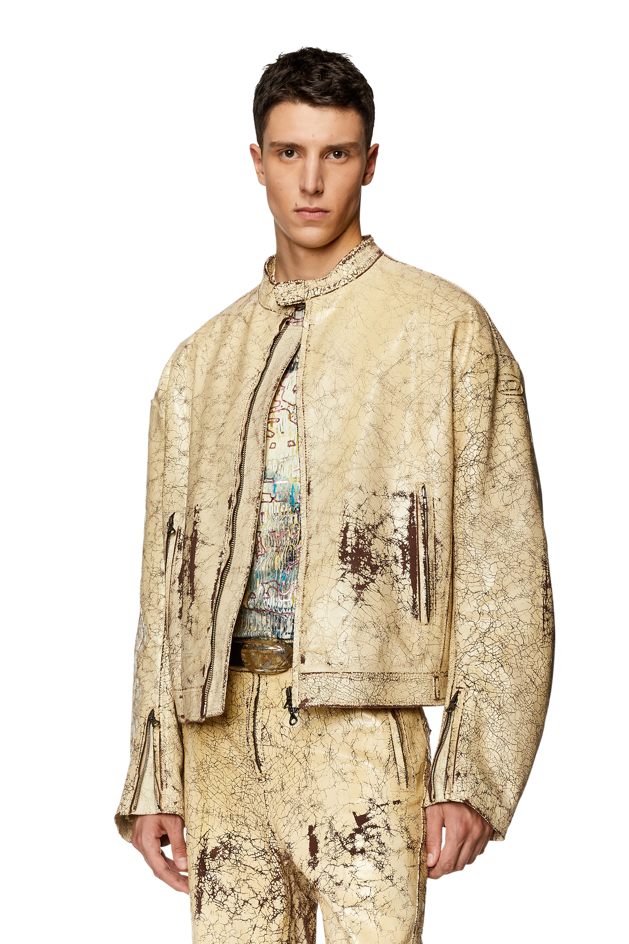 L-ALAN, Beige - Leather jackets