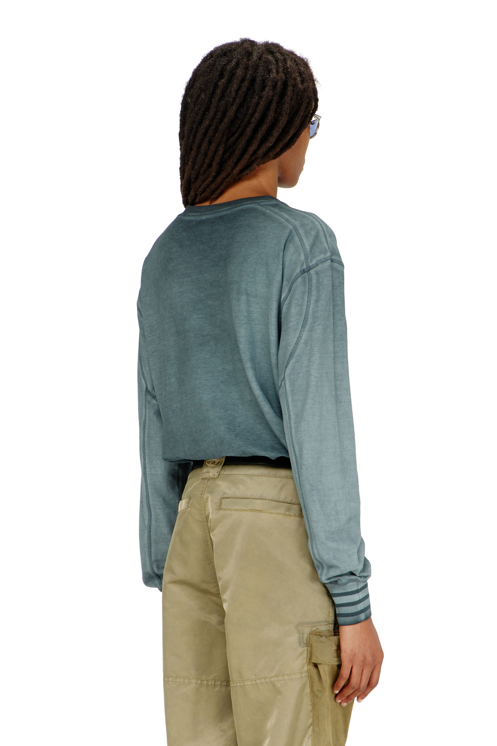 Diesel - T-BAWYE-LS, Woman's T-shirt with patches and microwaffle inserts in null - 3