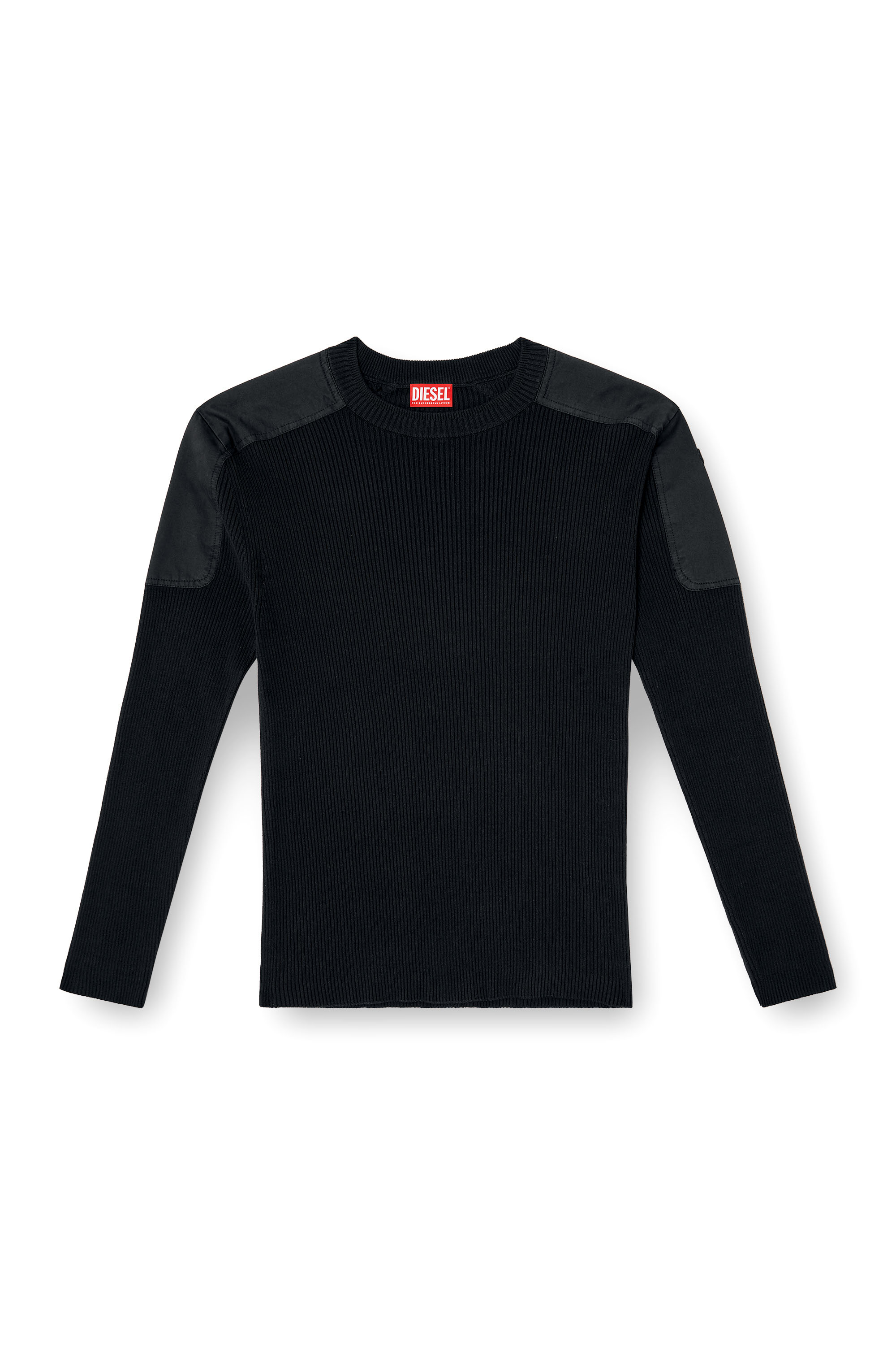 Diesel - K-MARTIN, Man's Ribbed jumper with shoulder panels in null - 3