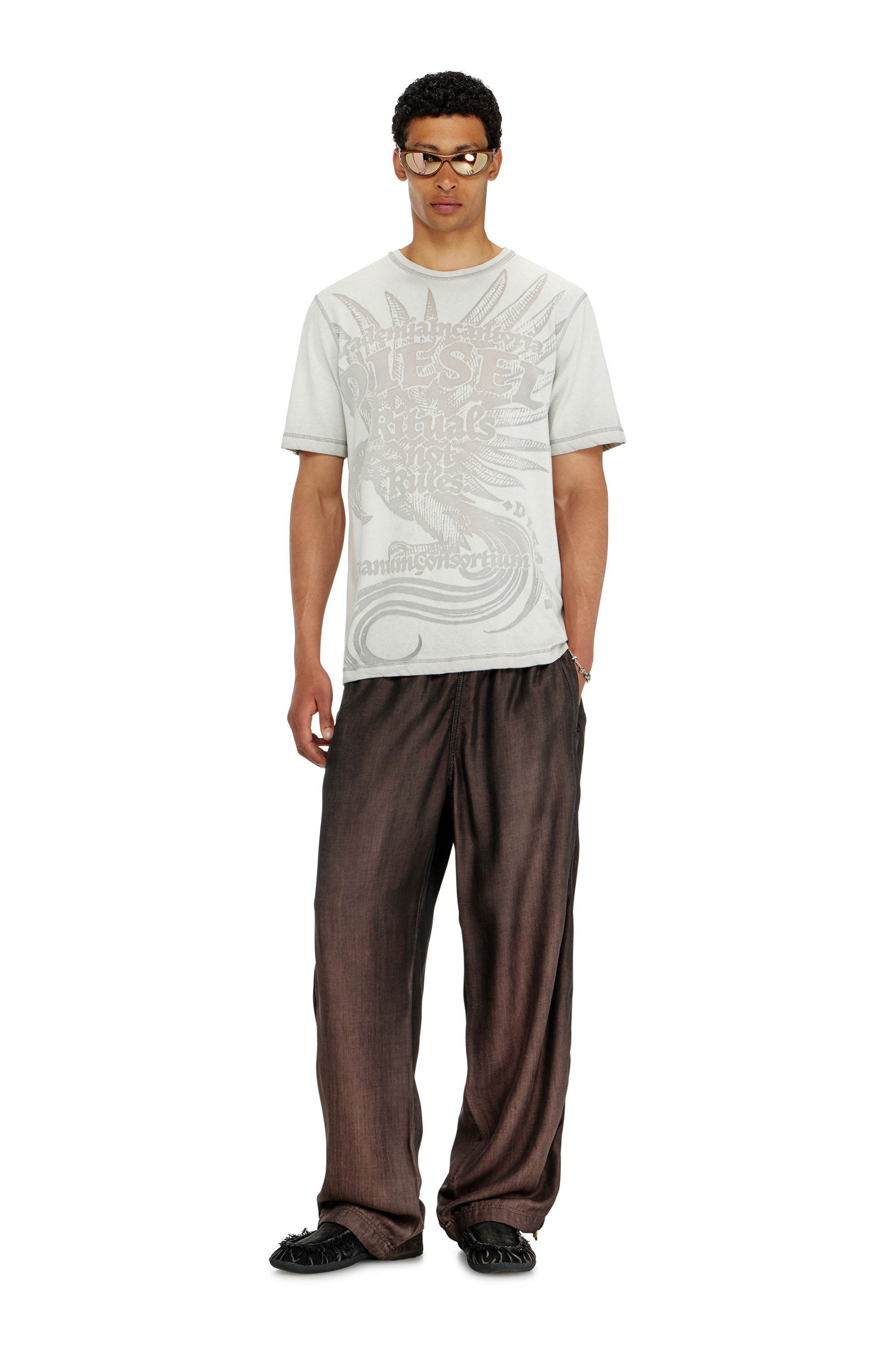 Diesel - T-RAWJUST-AA1, Man's Jersey T-shirt with embossed graphic in Light Grey - 1