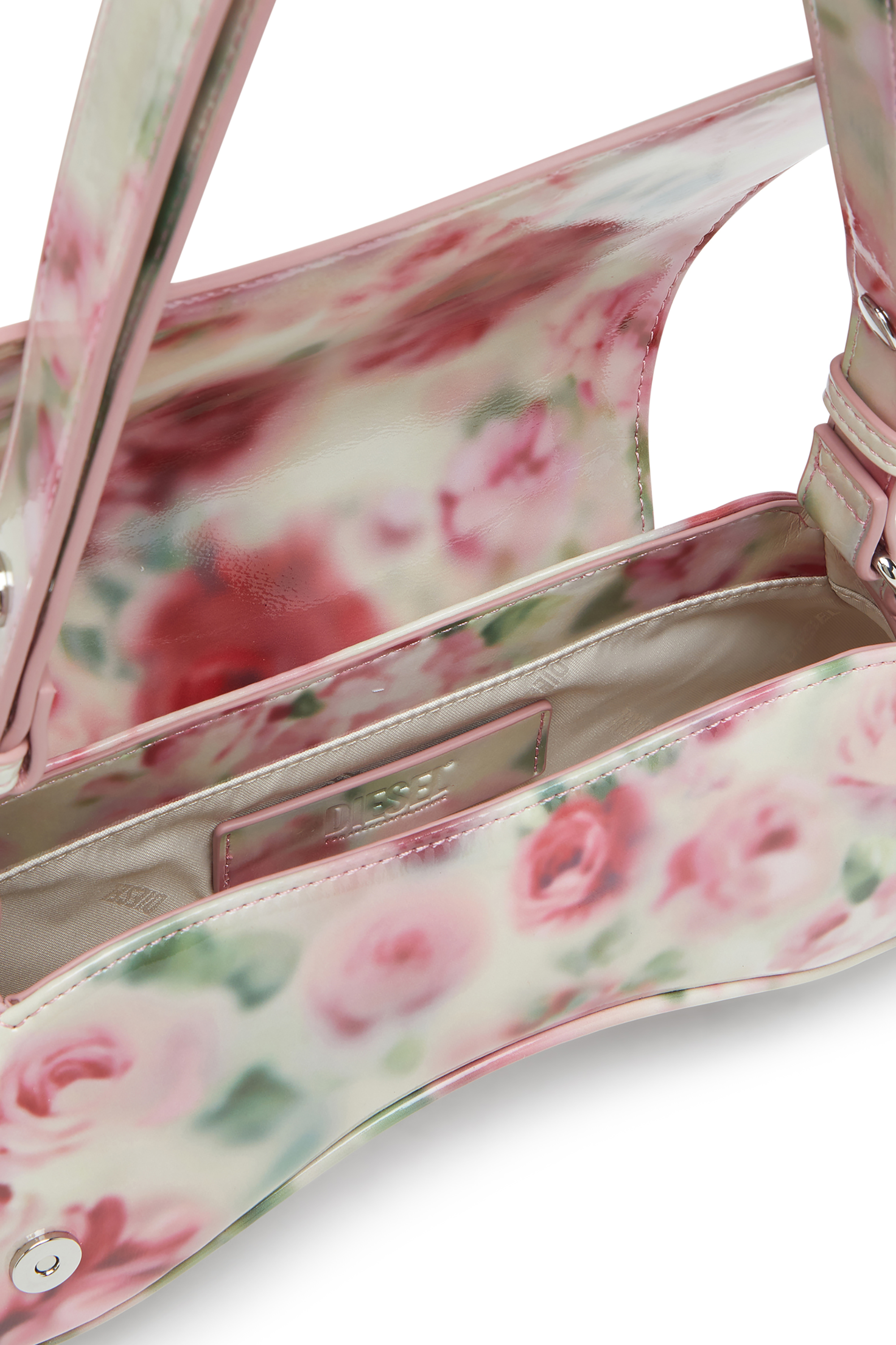 Diesel - PLAY CROSSBODY, Woman's Play-Shoulder bag in printed glossy PU in White/Pink - 3