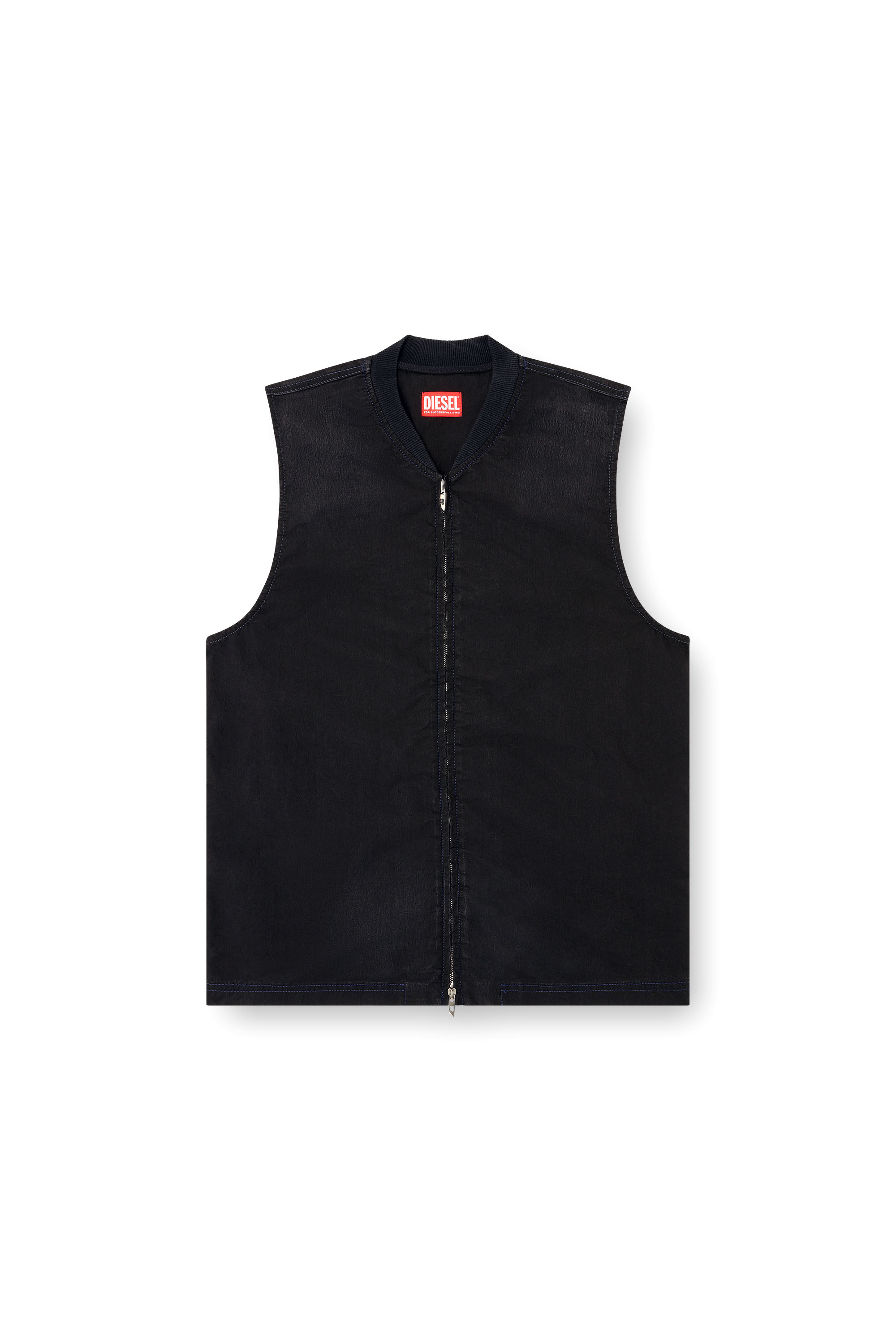 Diesel - D-SUND-D-N JOGG, Unisex's Sleeveless technical JoggJeans vest in Black/Dark grey - 4