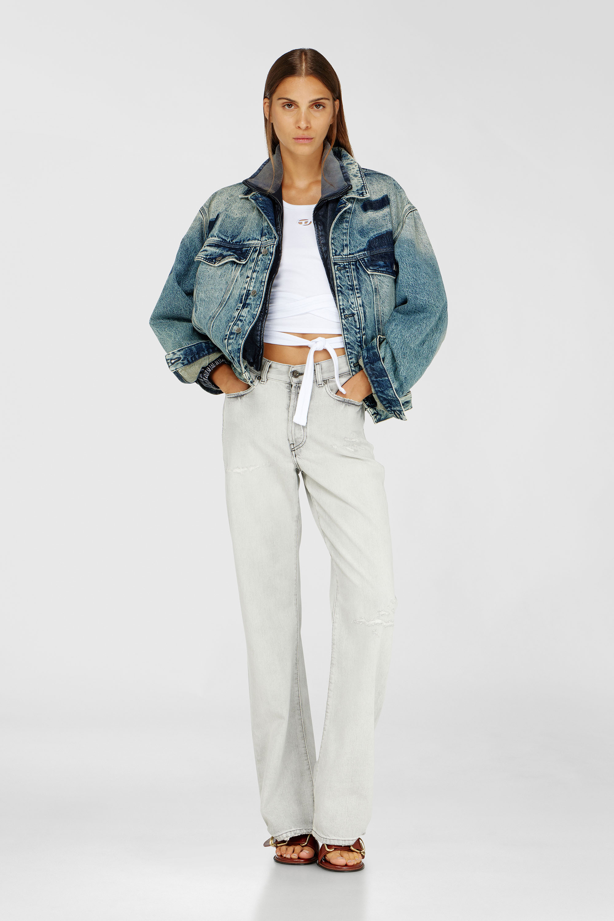 Diesel - T-ANKY-TAIL-S1, Woman's Crop top with wrap-around laces in White - 1
