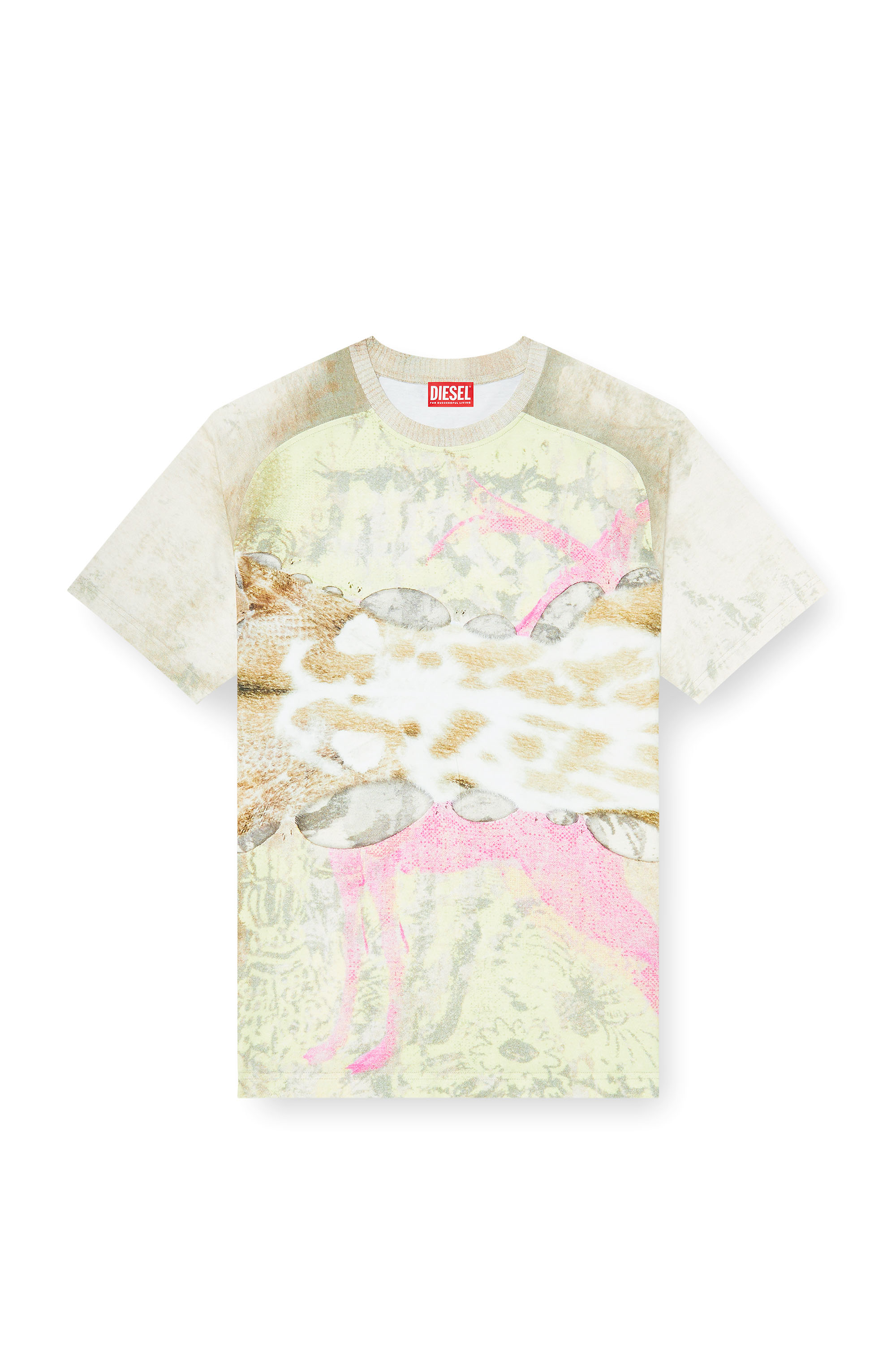 Diesel - T-CLINT, Man's T-shirt with animal print in Grey - 3