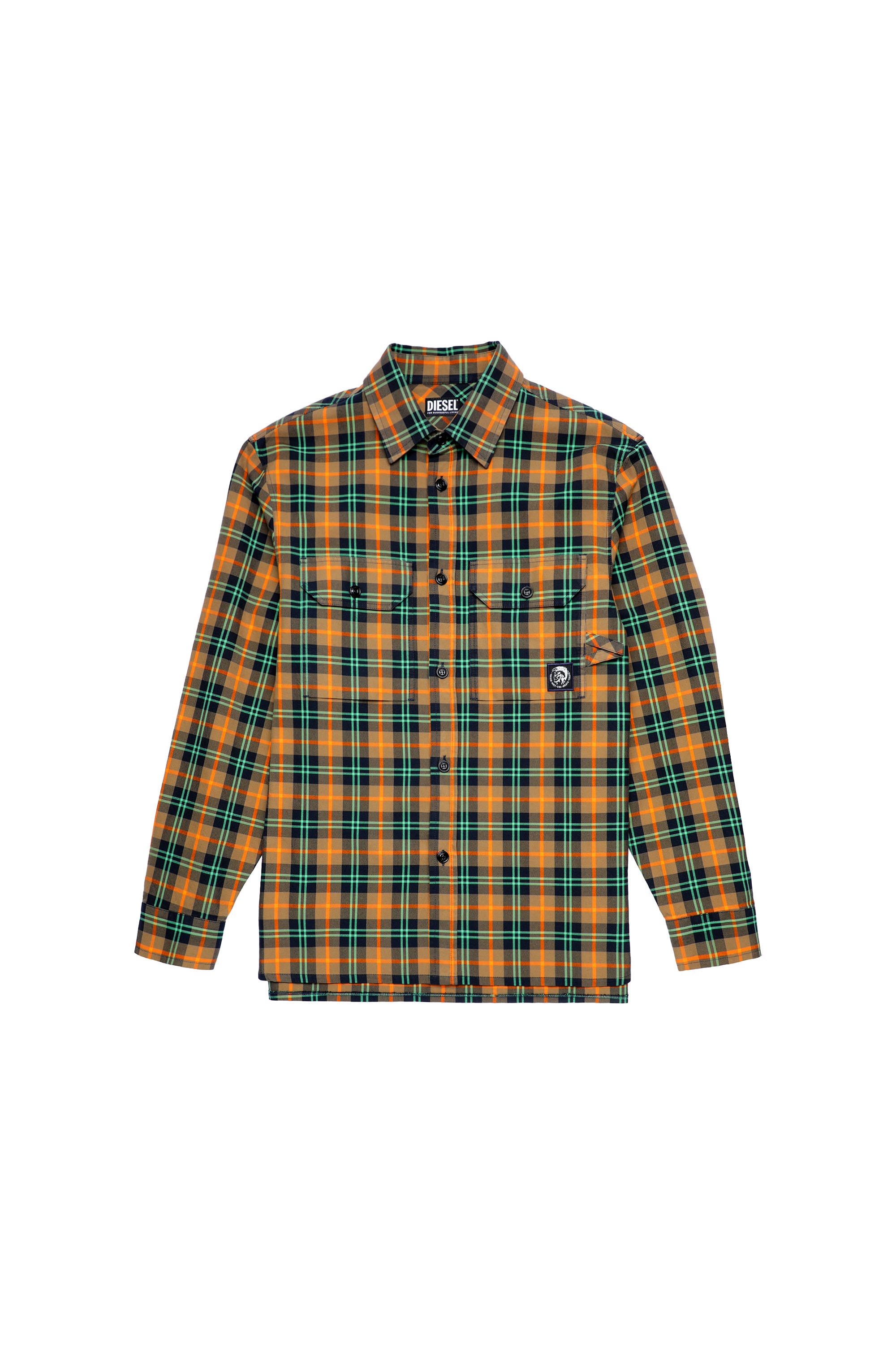 S-JESS-CHECK, Orange/Green - Shirts