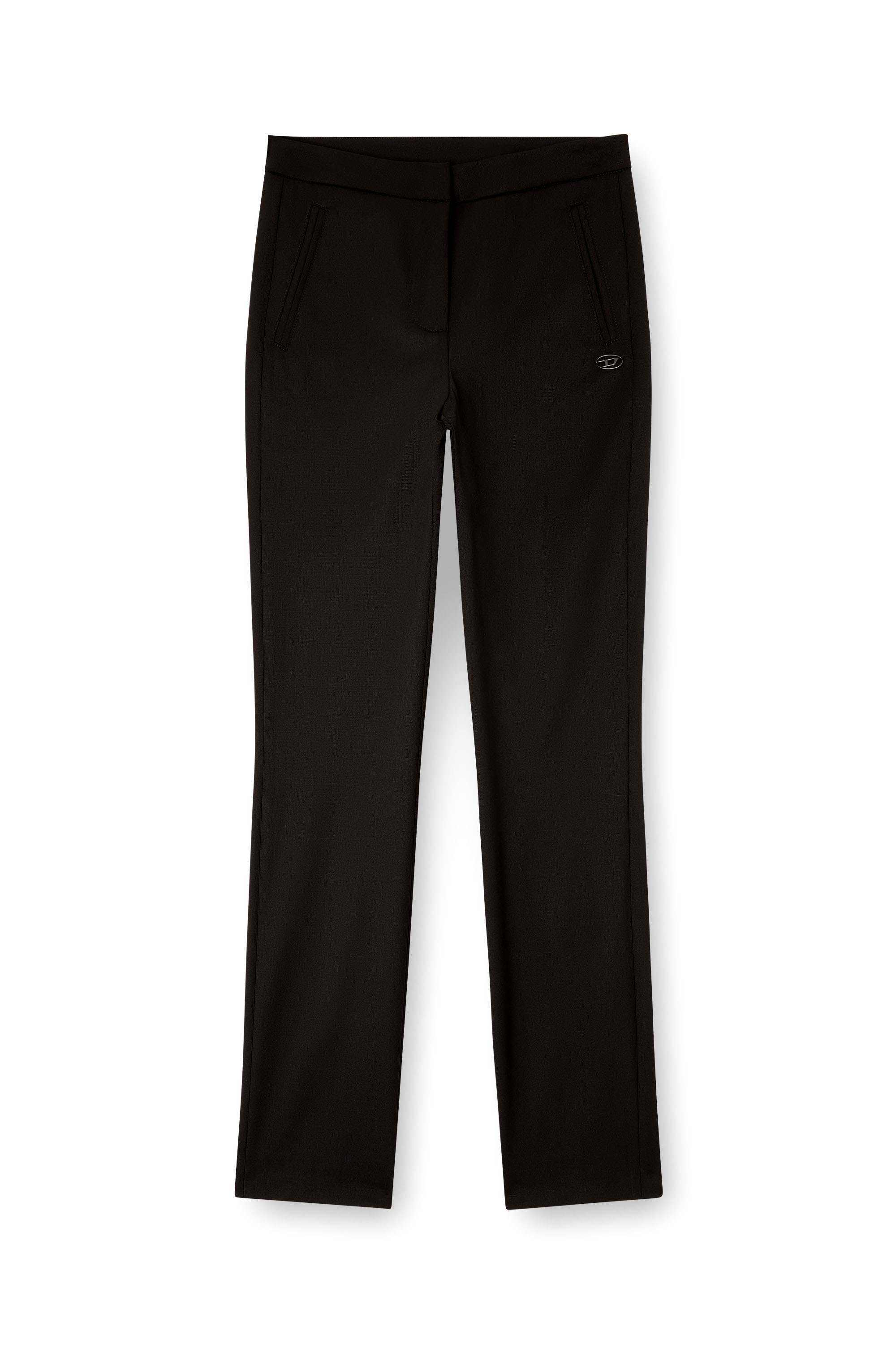 Diesel - P-LACER-R2, Woman's Wool blend pants with welt pockets in Black - 2