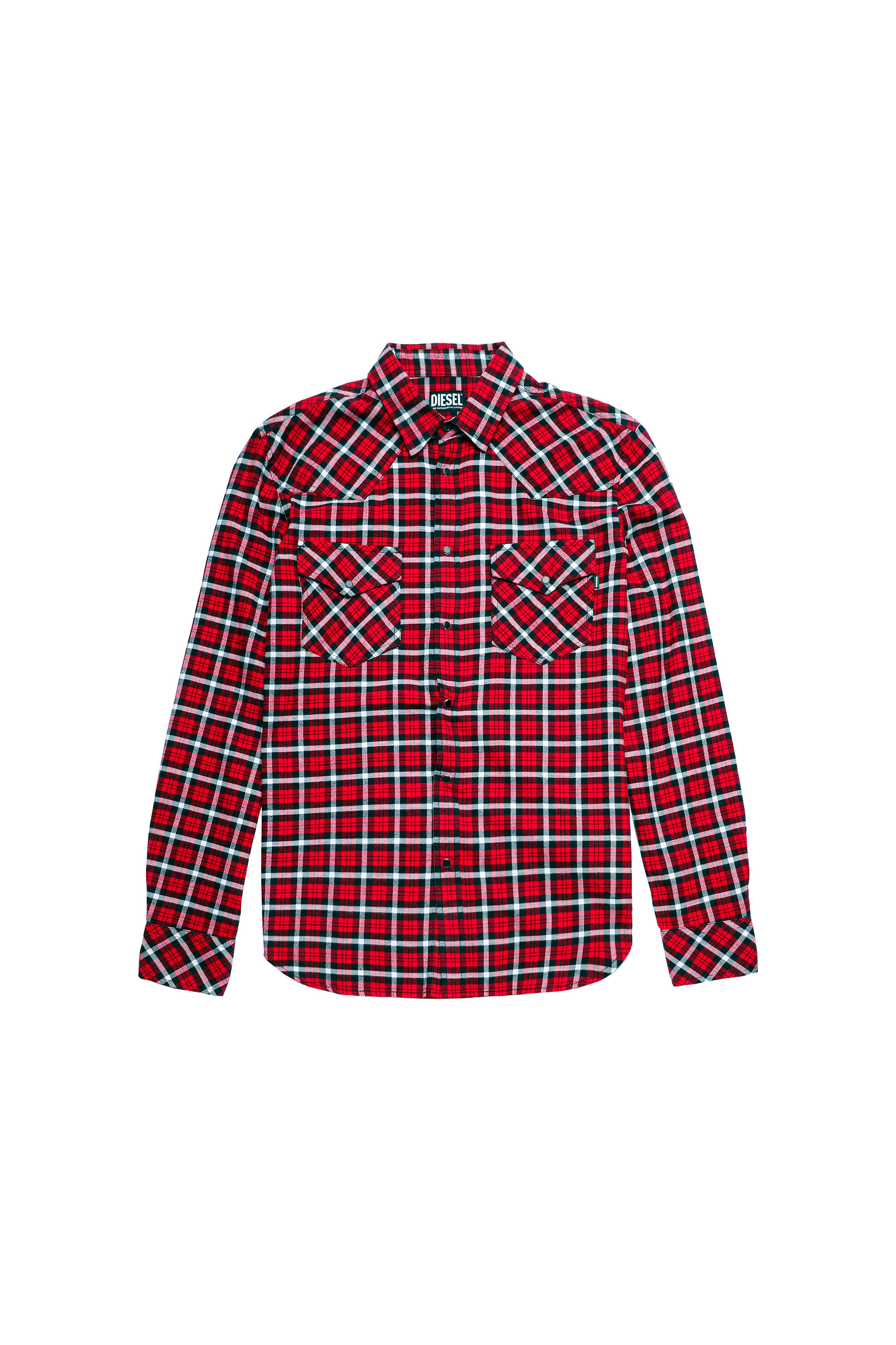 S-EAST-LONG-CHK-B, Red/Black - Shirts