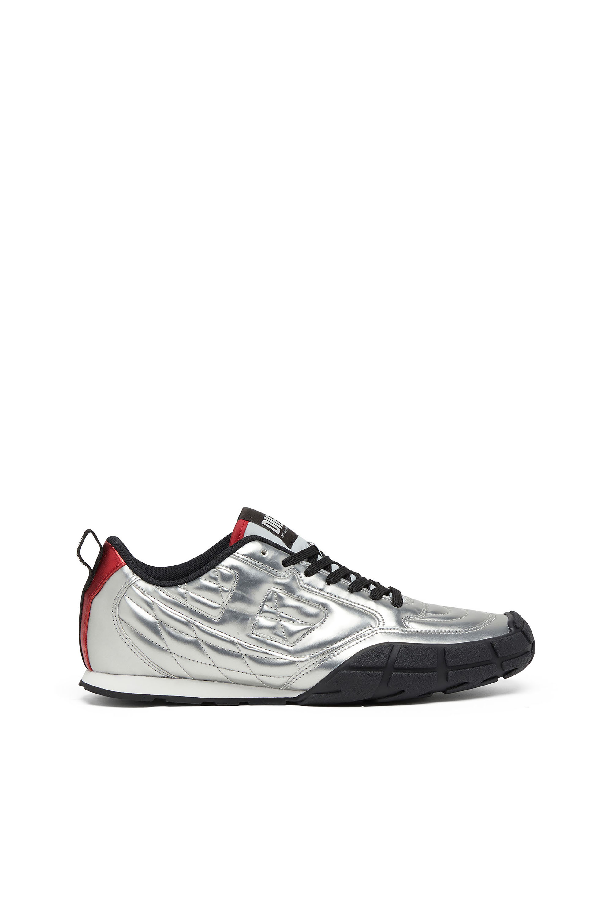 Diesel - S-PAGODHA LOW W, Woman's S-Pagodha-Quilted metallic sneakers in Silver/Black - 1