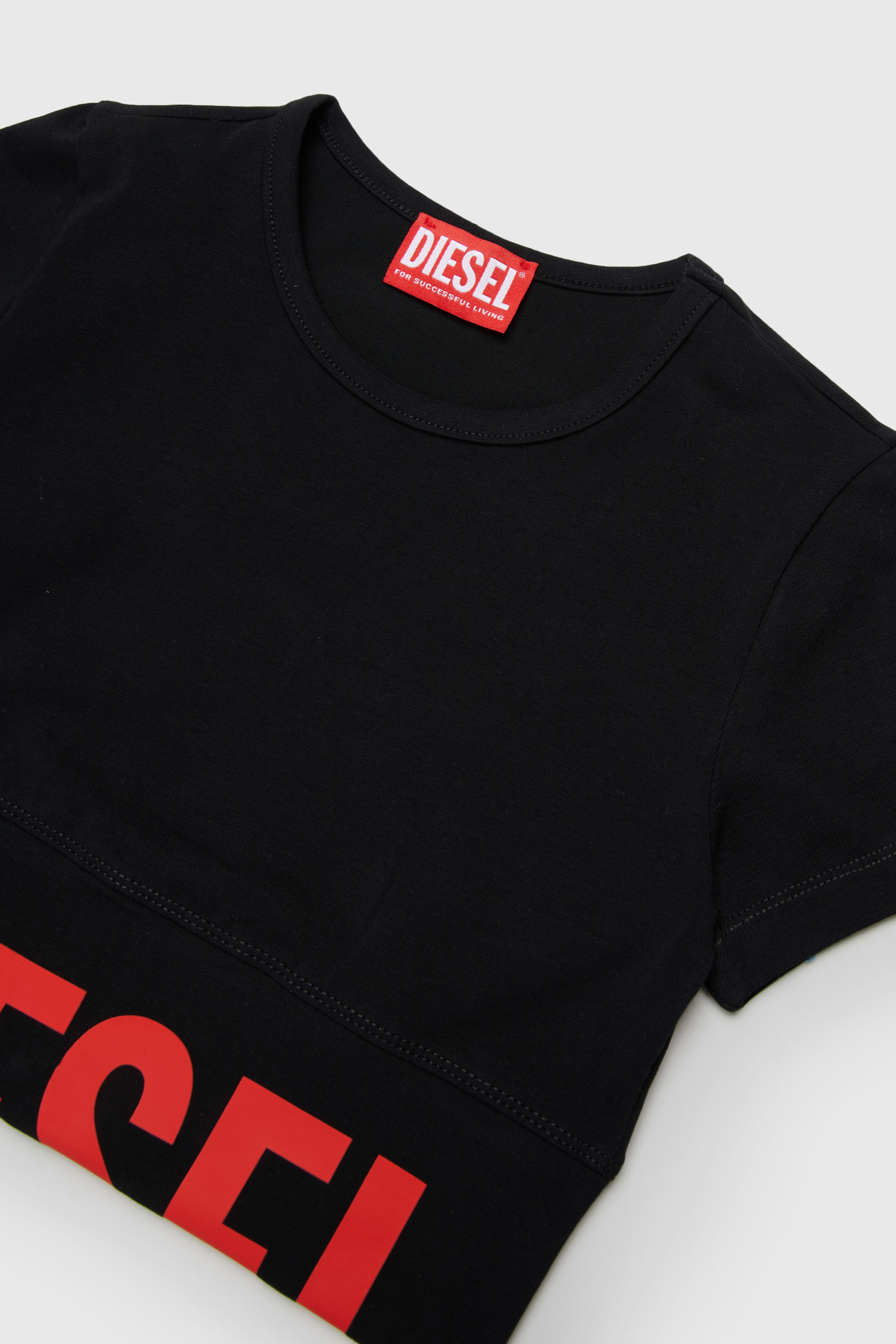 Diesel - TCEFY, Woman's Crop top with cut-off logo in Black - 3