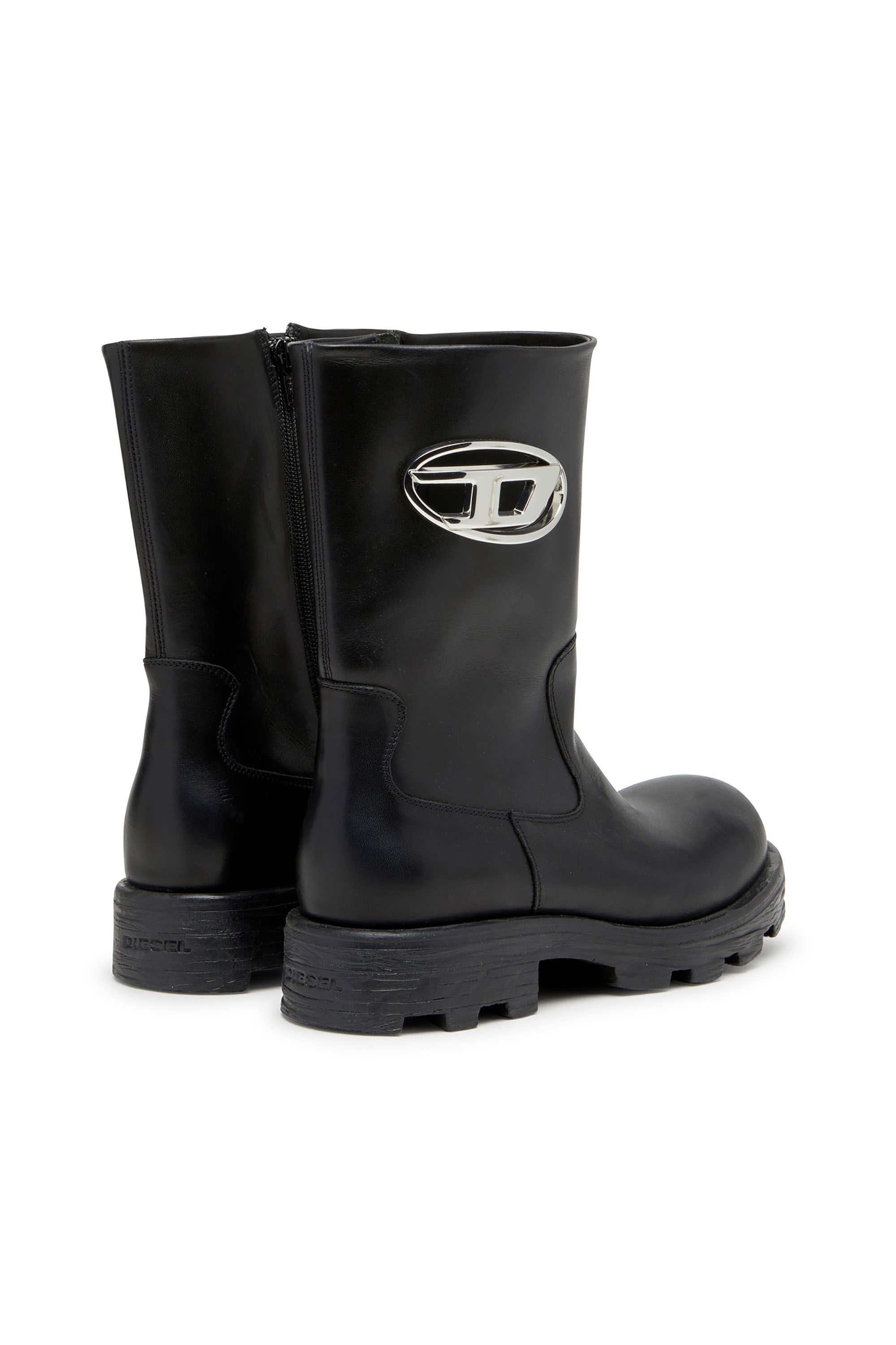 Diesel - D-HAMMER BKR D W, Woman's D-Hammer-Cut-out leather boots with logo hardware in Black - 3