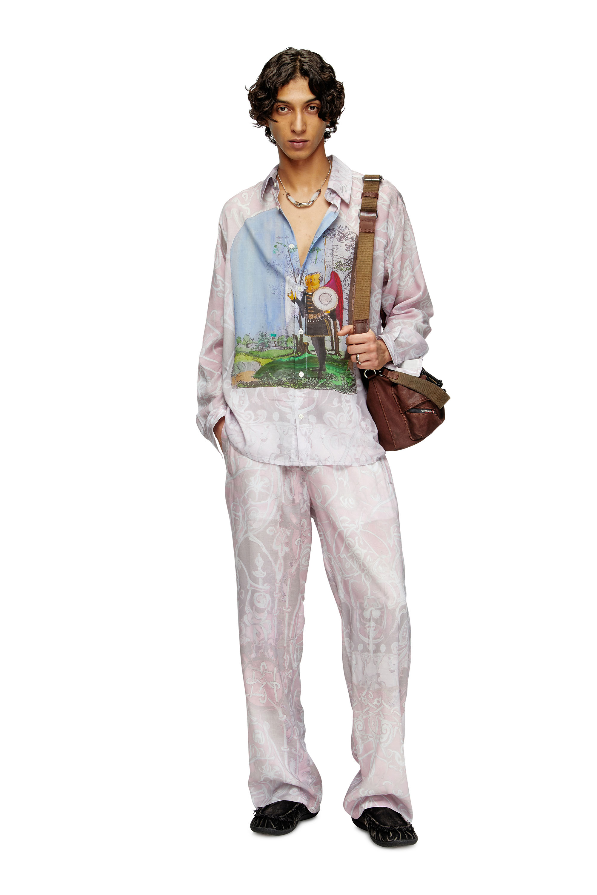 Diesel - P-THECK-A-AJFW, Unisex's Track pants with medieval print in Pink - 1