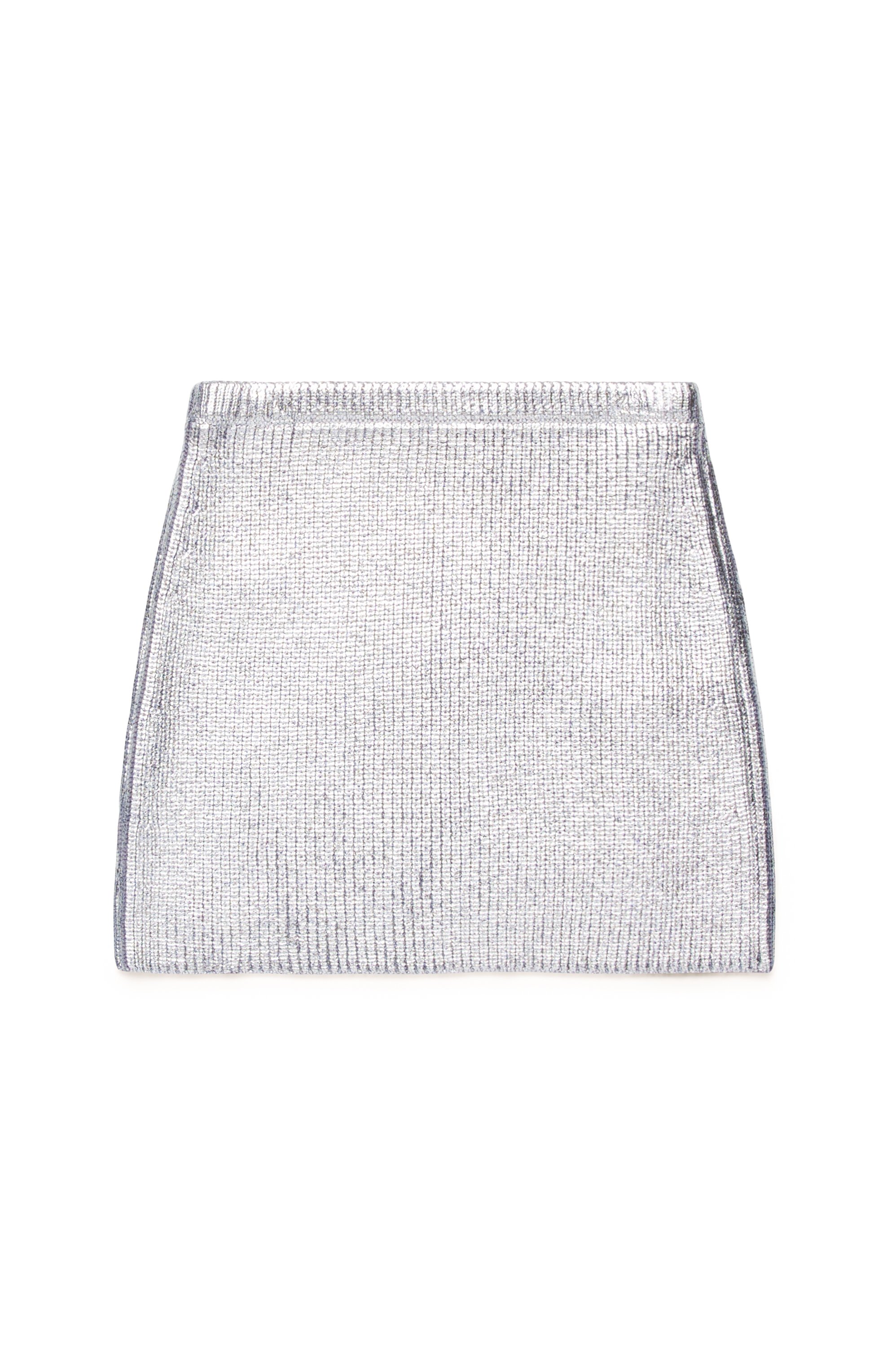 Diesel - GSILV, Woman's Metallic mini skirt in coated knit in Silver - 2